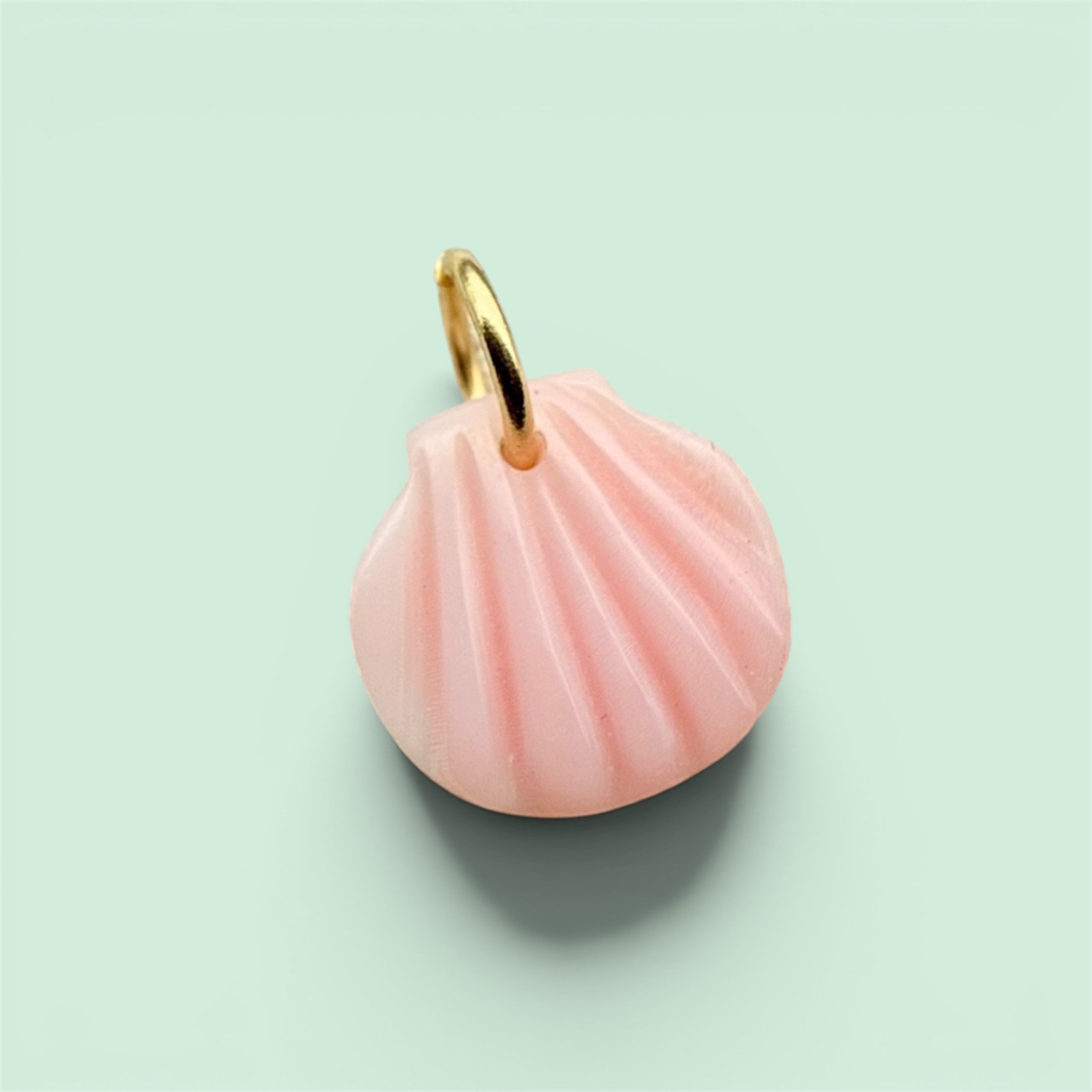 14k Solid Gold Charm, Pink Conch Shell Charm, Beachy Summer Jewelry