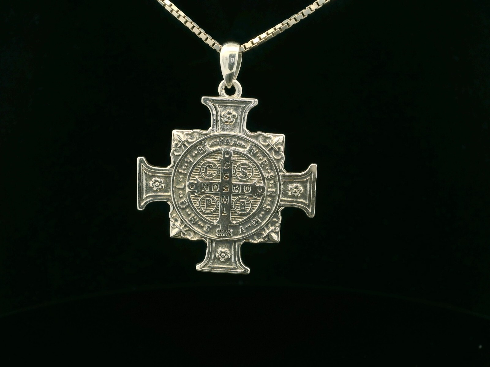925 Sterling Silver Two-Sided Saint Benedict Necklace