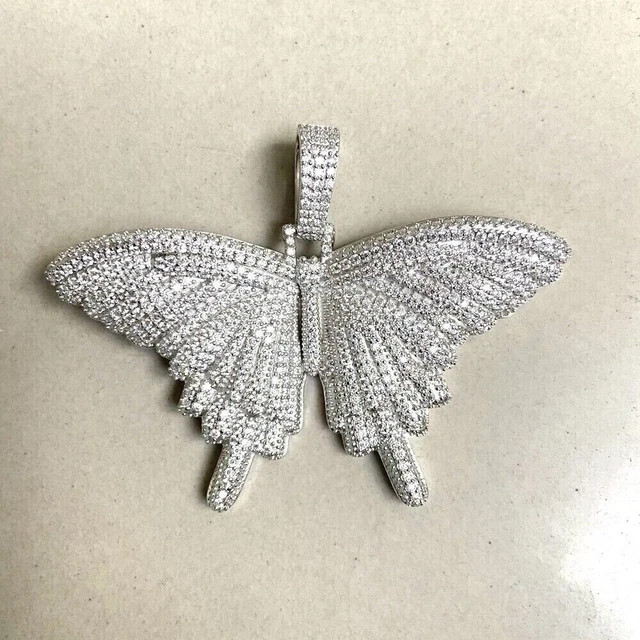 2.40Ct Lab Created Diamond Butterfly Pendant Pendant 14K White Gold Finish