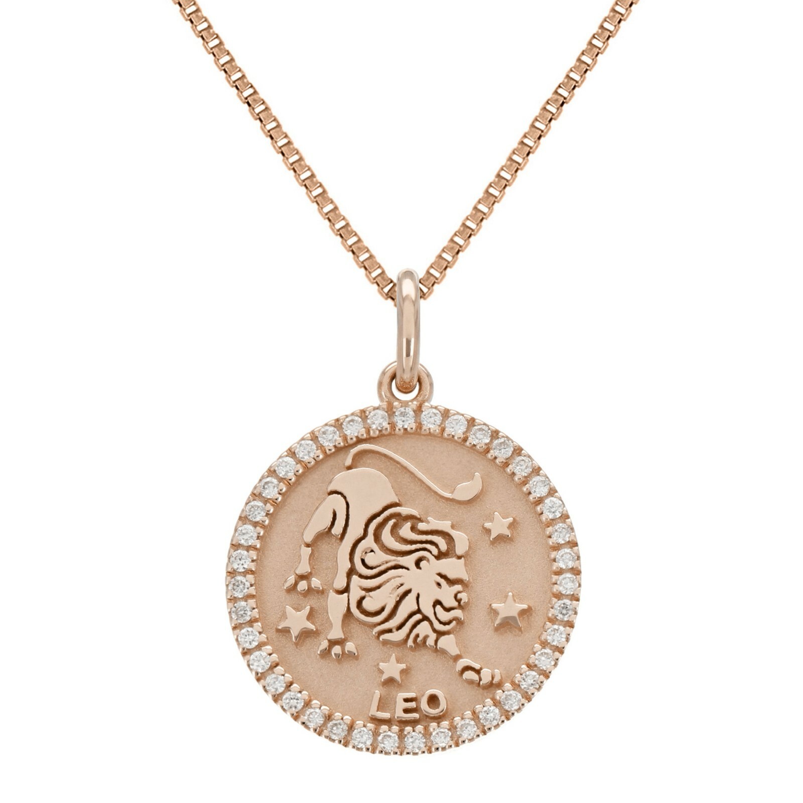14k Yellow White or Rose Gold Diamond Zodiac Sign Pendant Necklace 18″