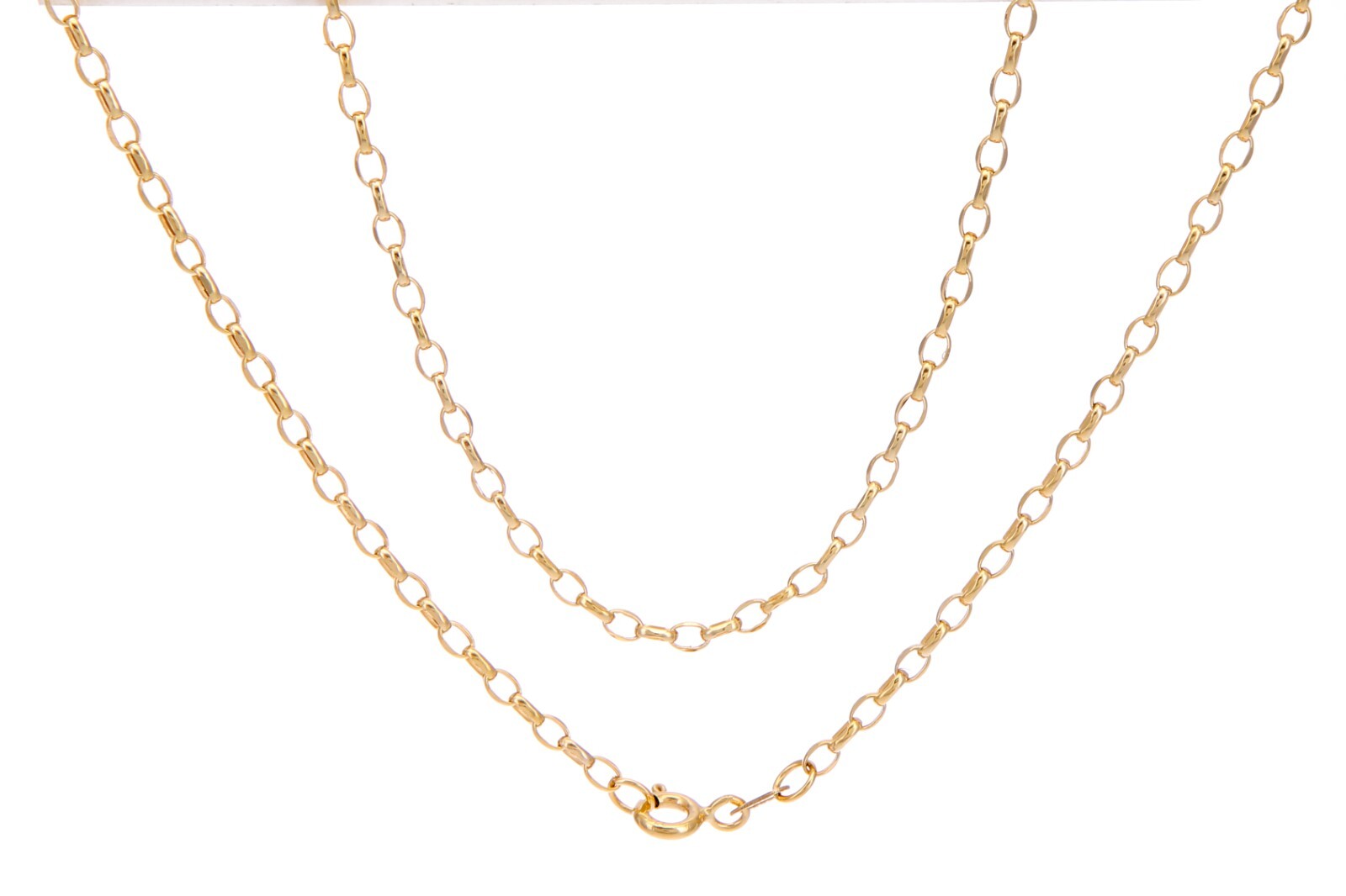 Italian Made 9ct Yellow Gold Oval Belcher Chain Necklace Width 2.2mm, 16-24 Inch