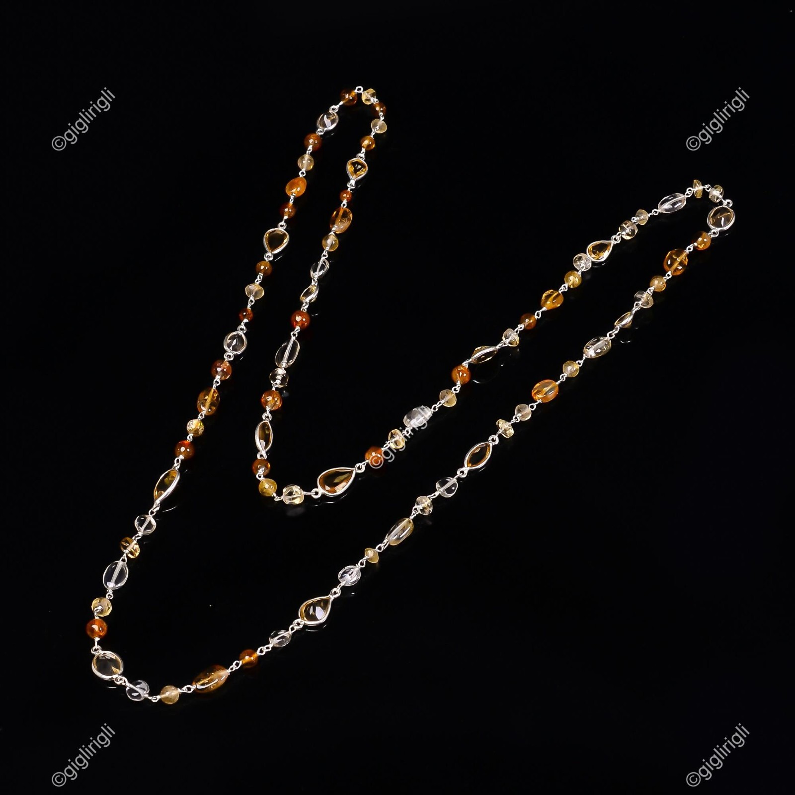 Natural Multi-Stone Beaded Necklace 925 Silver Good Friday Gift Wedding Jewelry