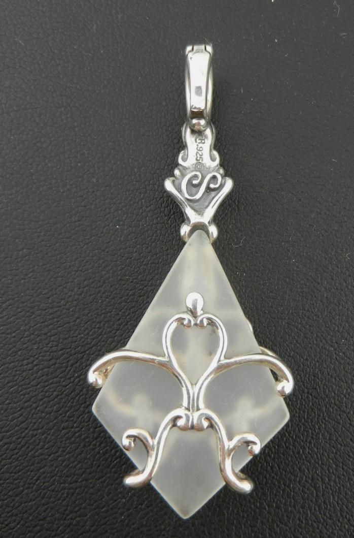 Carolyn Pollack Relois Sterling Blue Spinel Frost Crystal Enhancer Pendant 2.25″