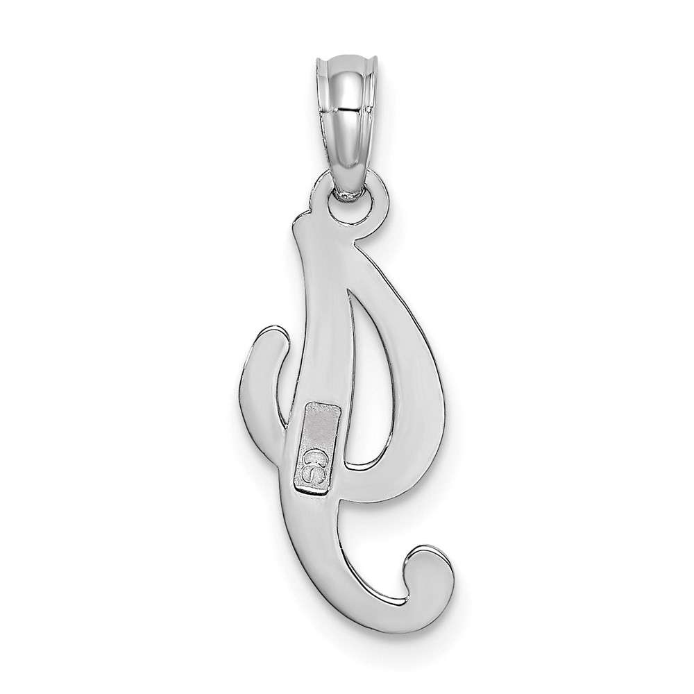 10K White Gold Polished Medium Script Initial I Letter Charm Pendant