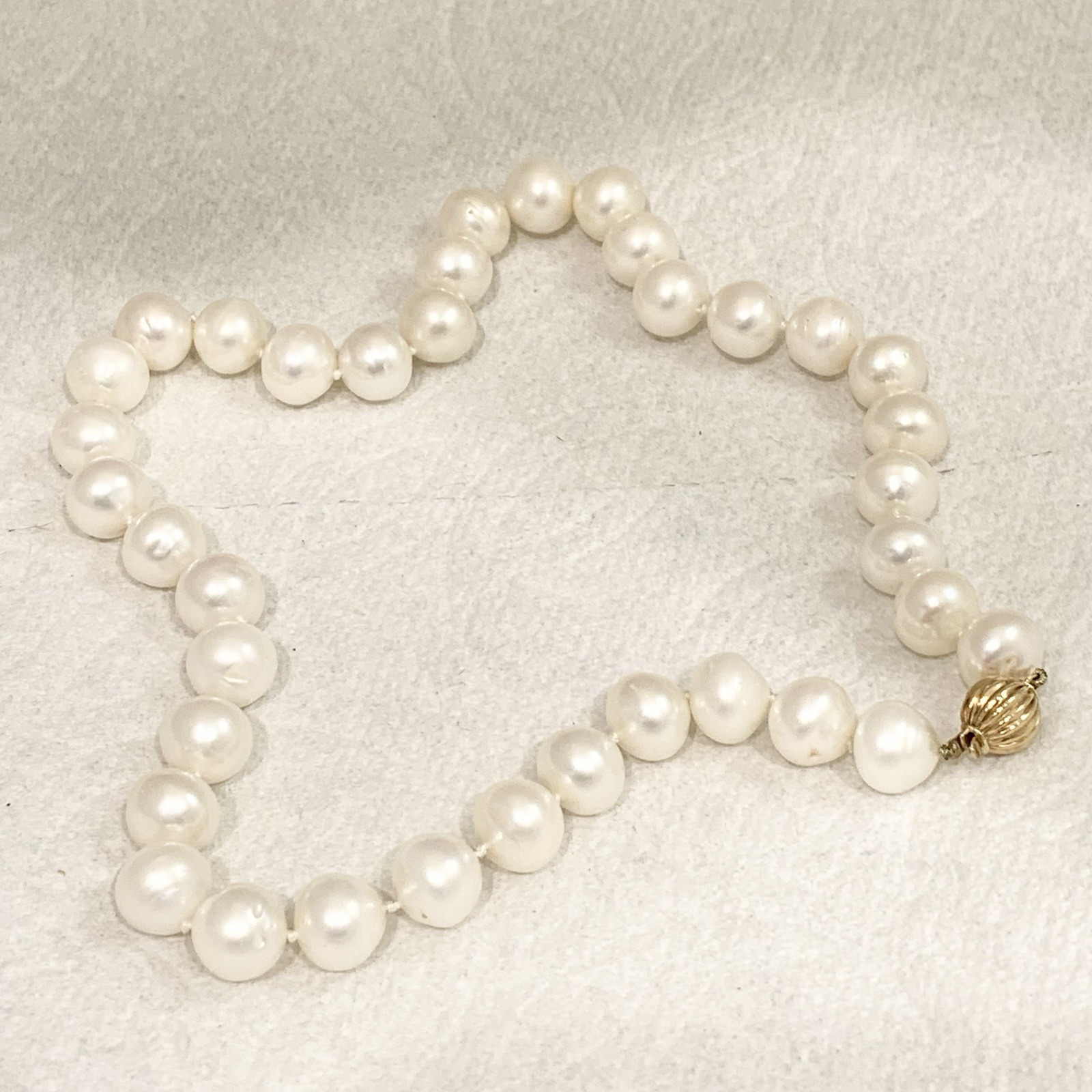BIG Pearl Necklace 11mm 14k Yellow Gold 62.33gr White SouthSea style FIC 16” WOW