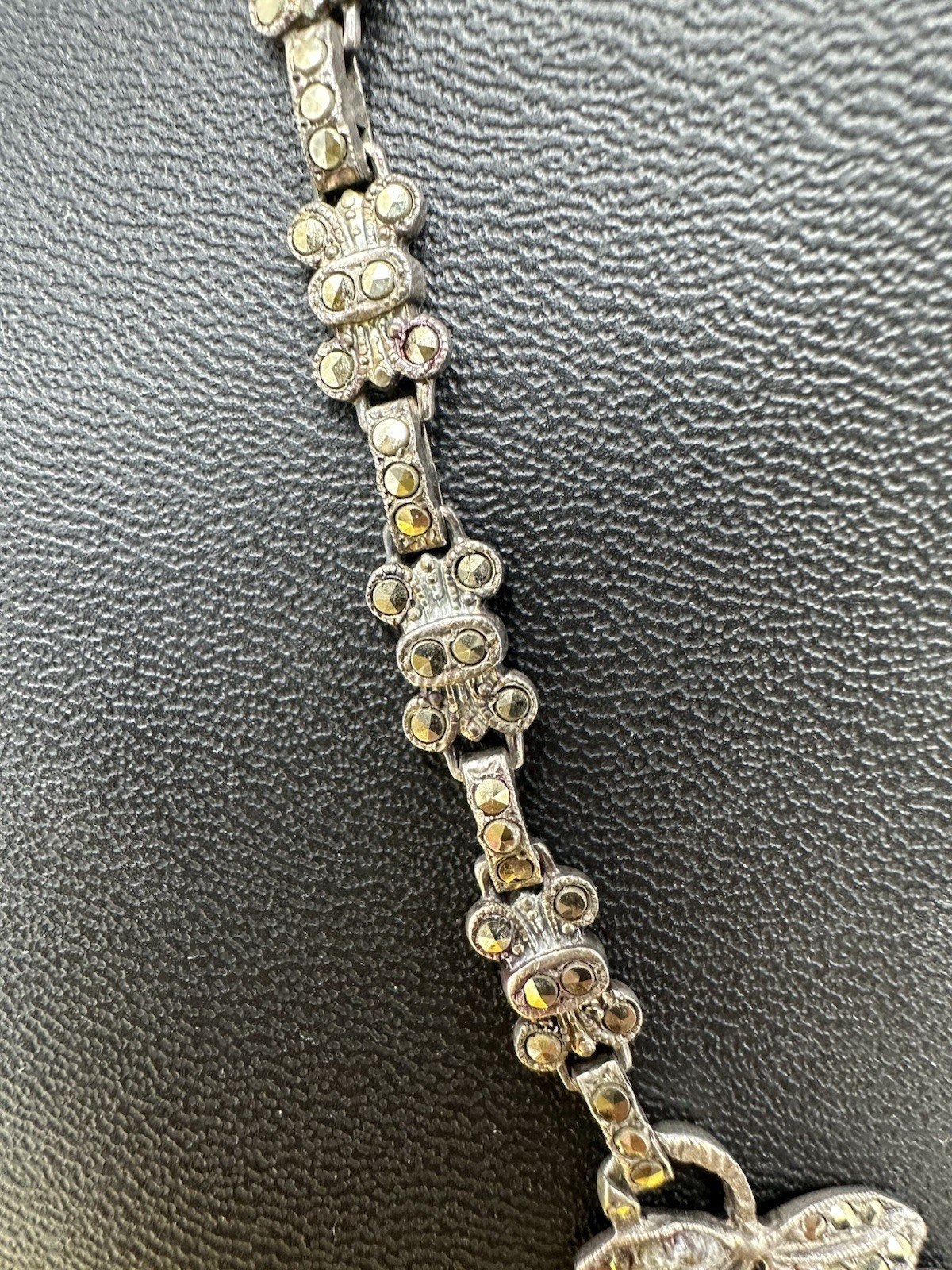 Sterling Silver Marcasite 2 Rose Pendant Choker Necklace Elegant Chic 33g 16 In