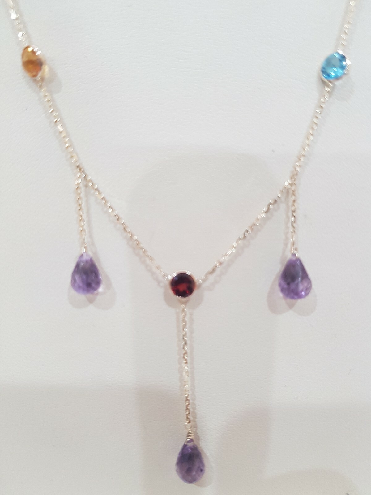14k Yellow Gold Necklace With Multycolor Stones