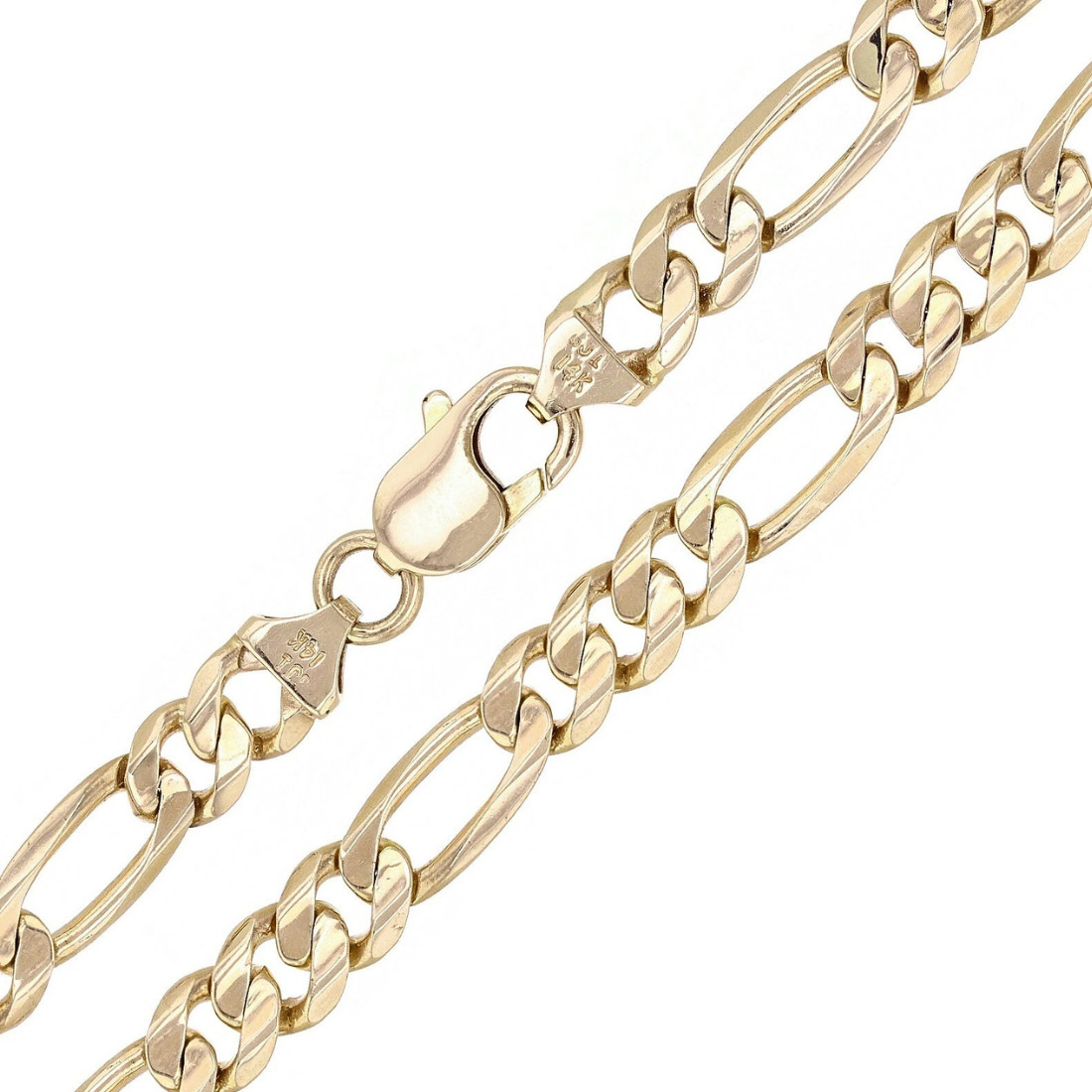 Men’s 14k Yellow Gold Necklace | Solid Chain Figaro Link 52 Grams | 20″ 7.75mm