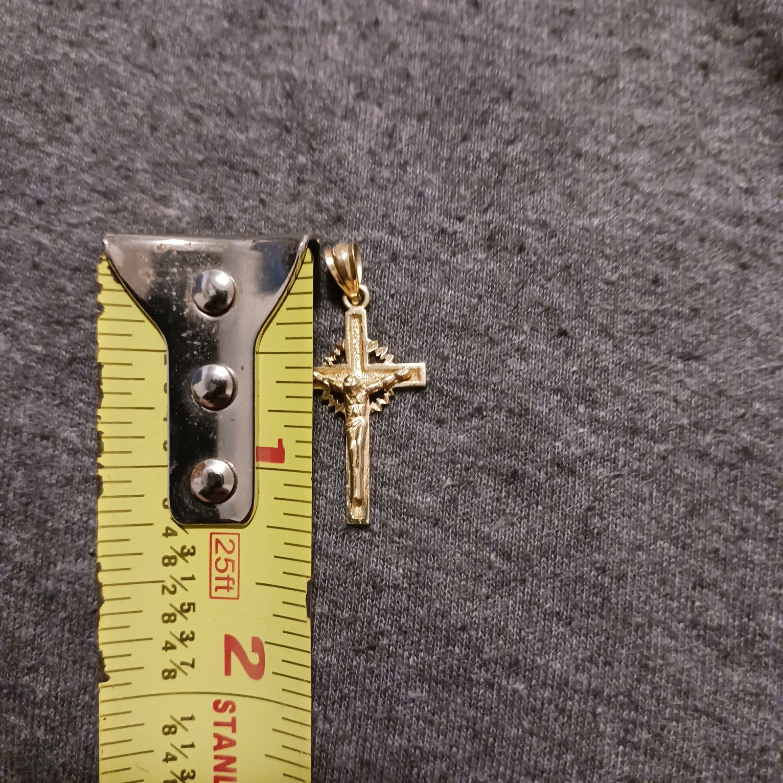 Italian 14k Yellow Gold 1″ Crucifix Cross Charm Pendant 2 Grams