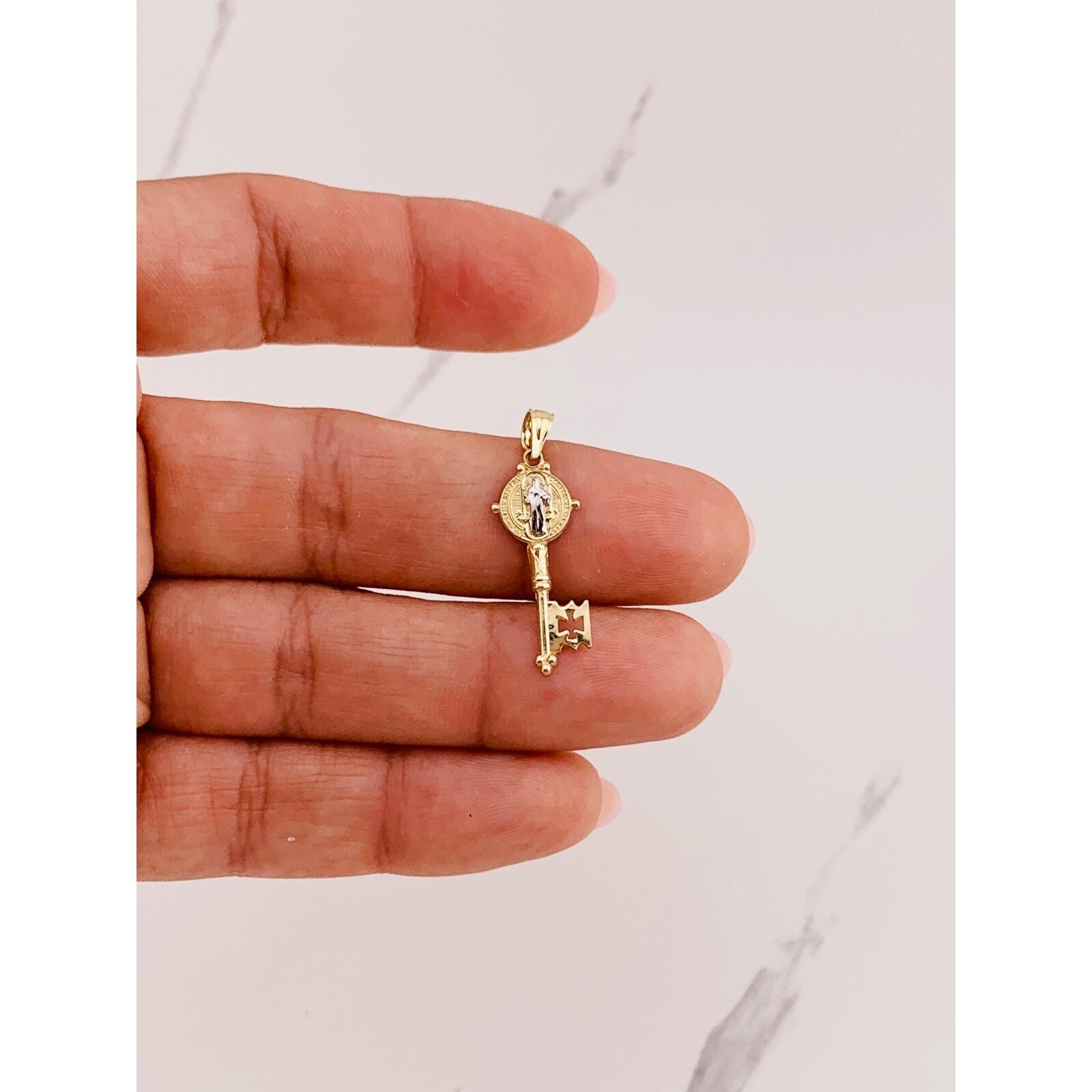 14k gold pendant Saint Benedict key ❤️ San Benito llave en oro