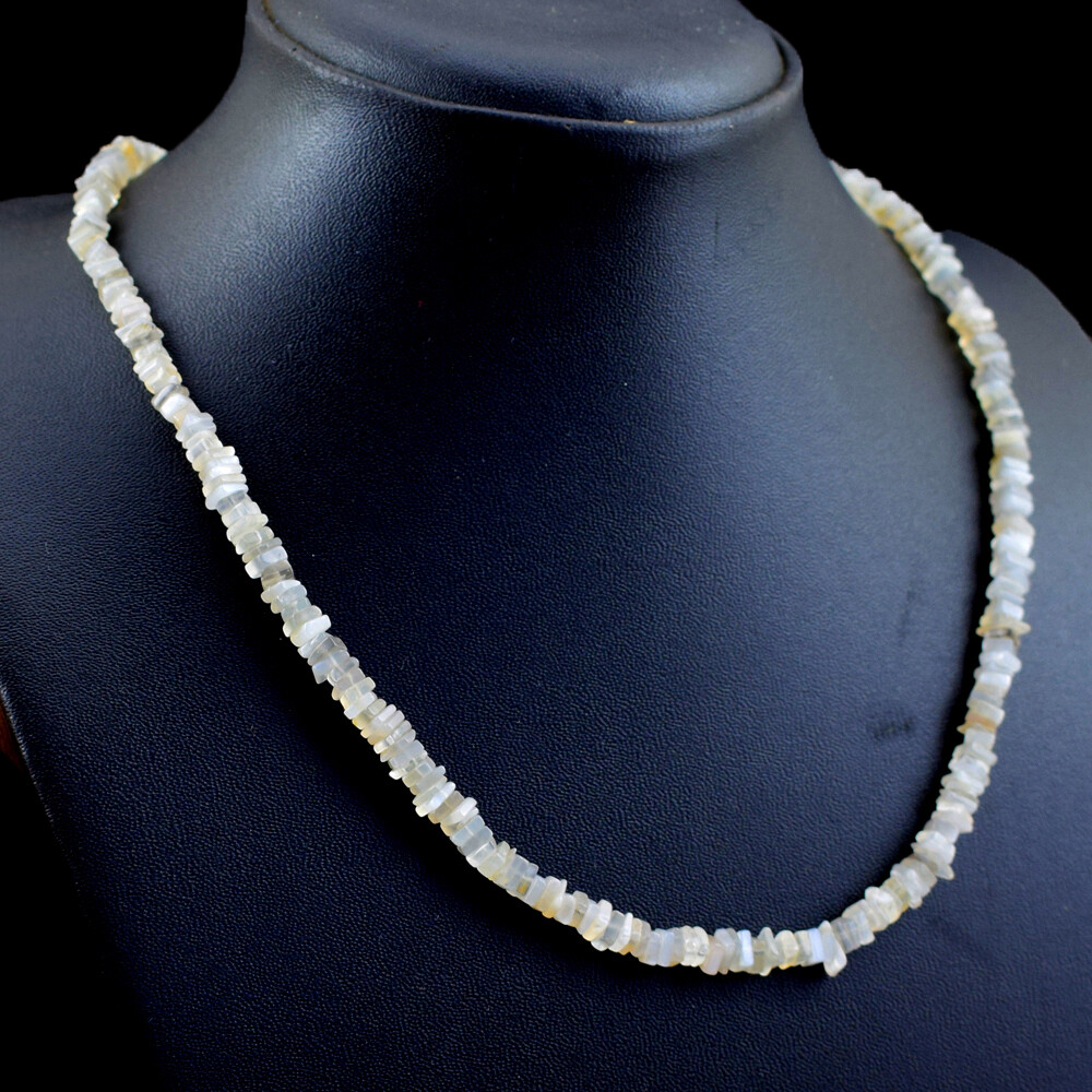Single Strand 110.00 Cts Natural Untreated Agate Heishi Beads Necklace NK 46E92