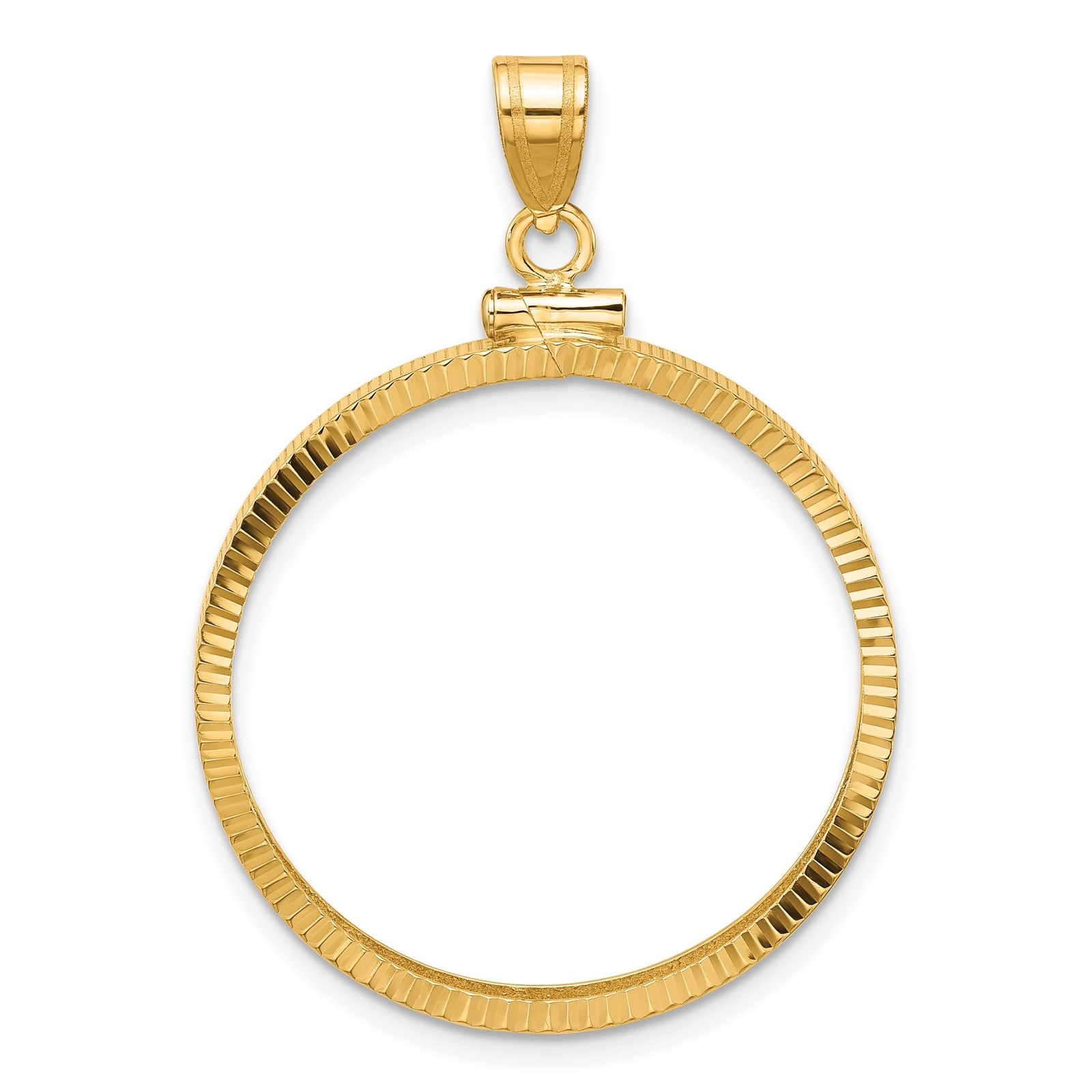 20 Peso Mexican Peso Coin Bezel 27.5mm Reeded Prong 10k Yellow Gold