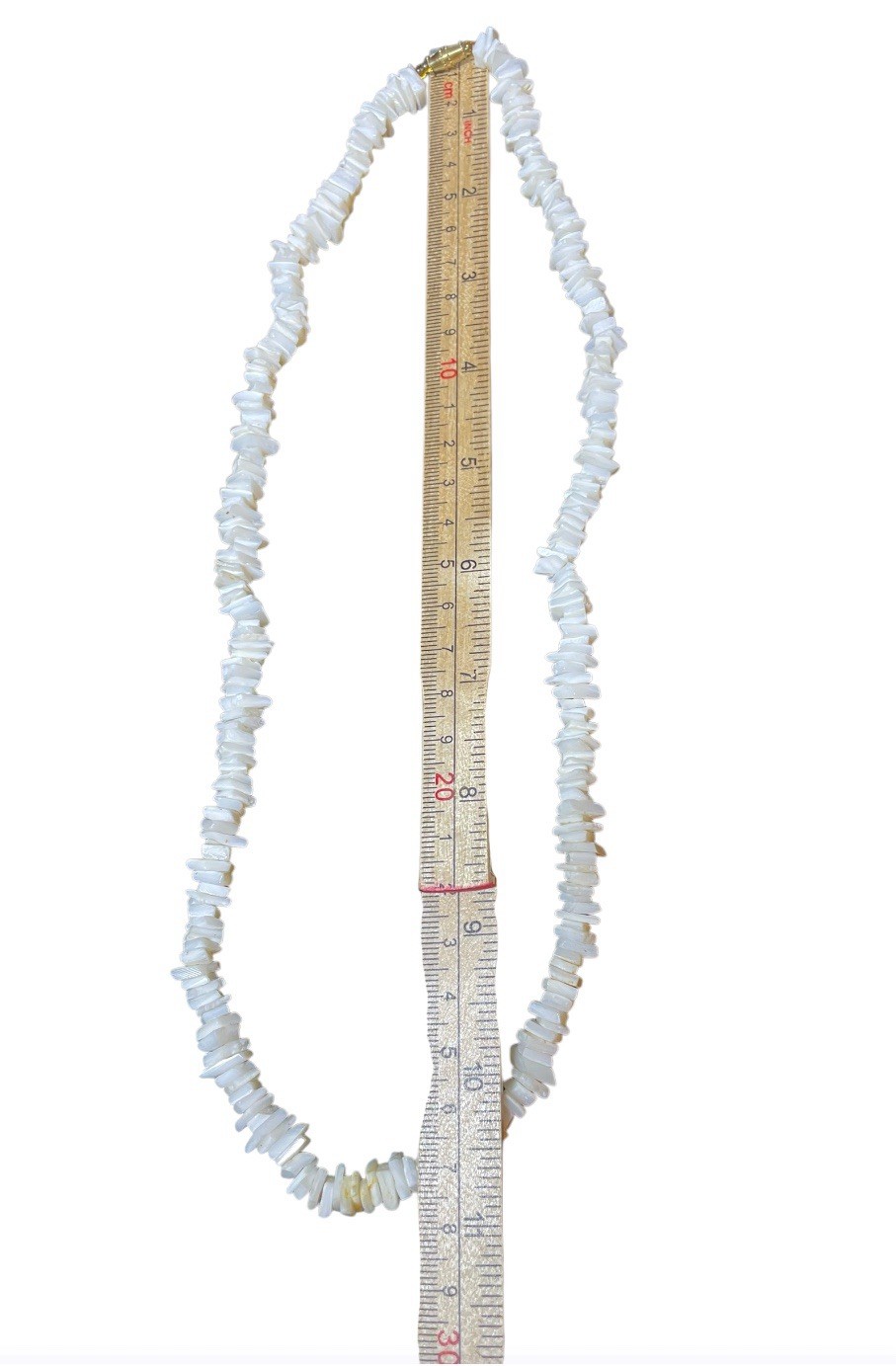 Natural White Agate Single Strand Heishi Flat Shell Necklace