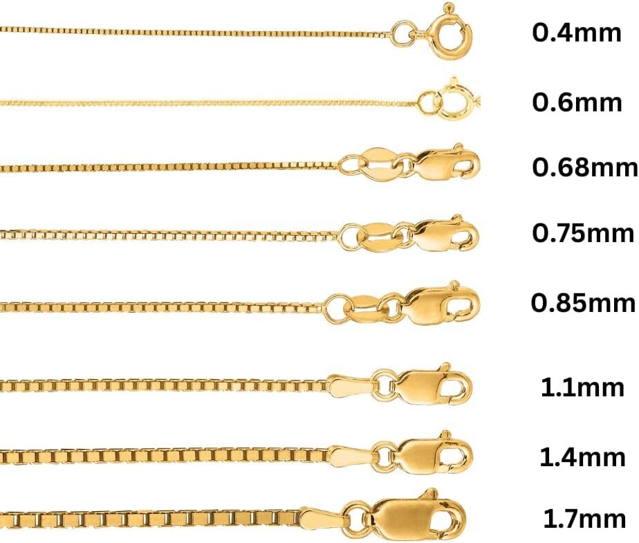 Floreo 14k Yellow Gold / White Gold / Rose Gold 0.45mm Solid Box Chain Necklace