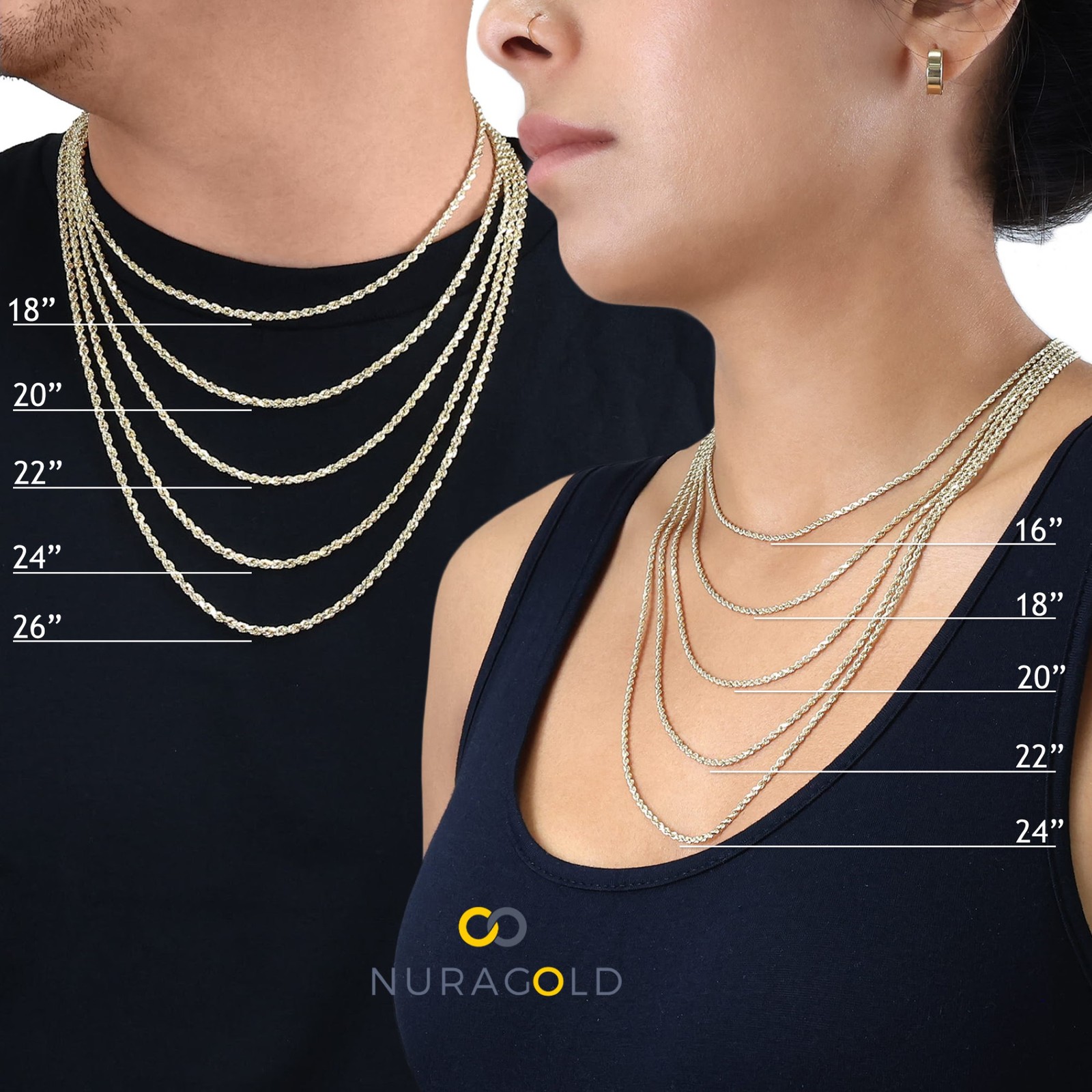 10K Yellow Gold 2mm Diamond Cut White Pave Figaro Chain Link Necklace 16″- 24″
