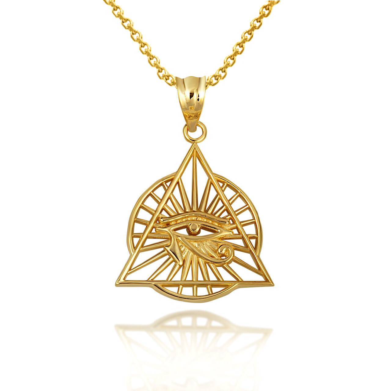 Gold Egyptian Illuminated Eye Of Horus Wedjat Necklace(Yellow/Rose/White)