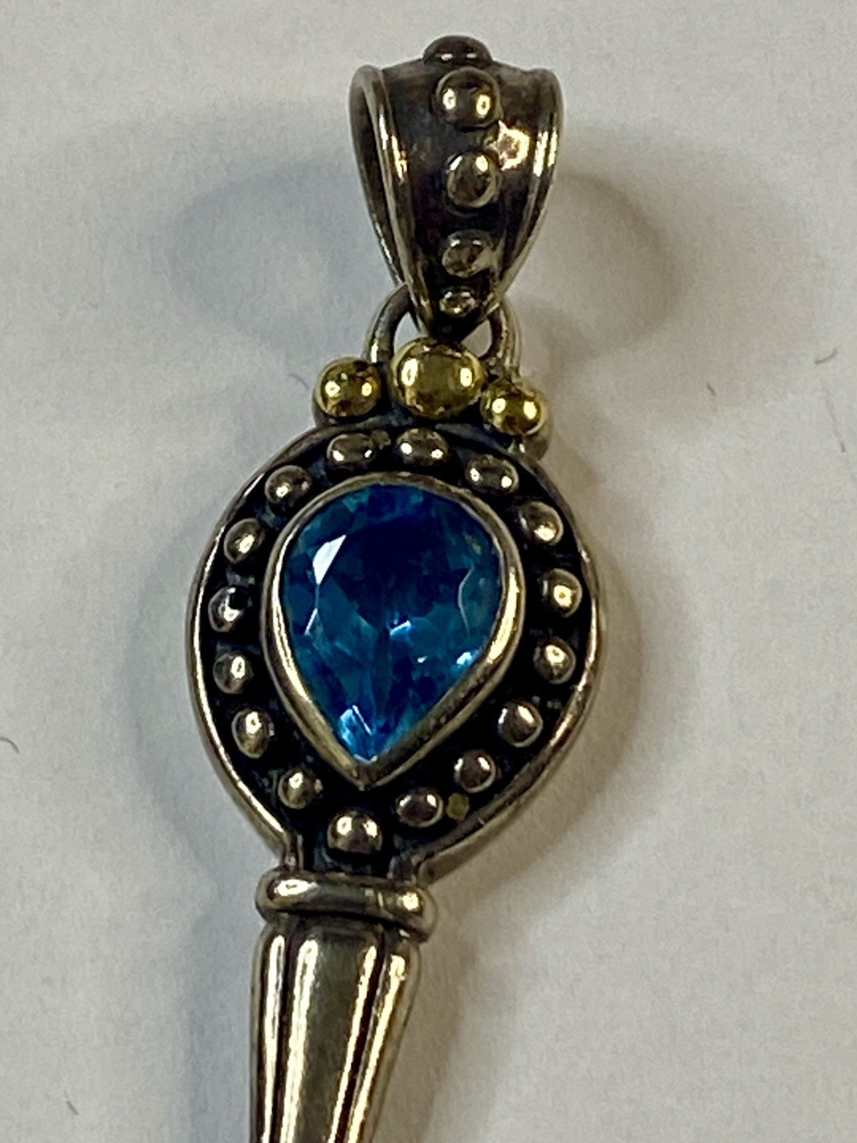 Samuel Benham Sterling Silver 18k Yellow Gold BJC Blue Heart Pink Key Pendant