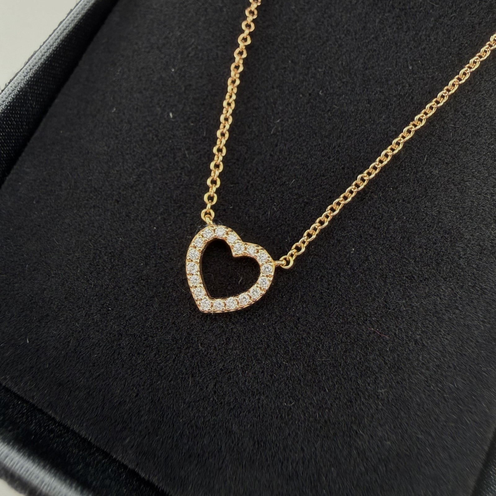 Tiffany Metro Heart Diamond Necklace 750 Rose Gold