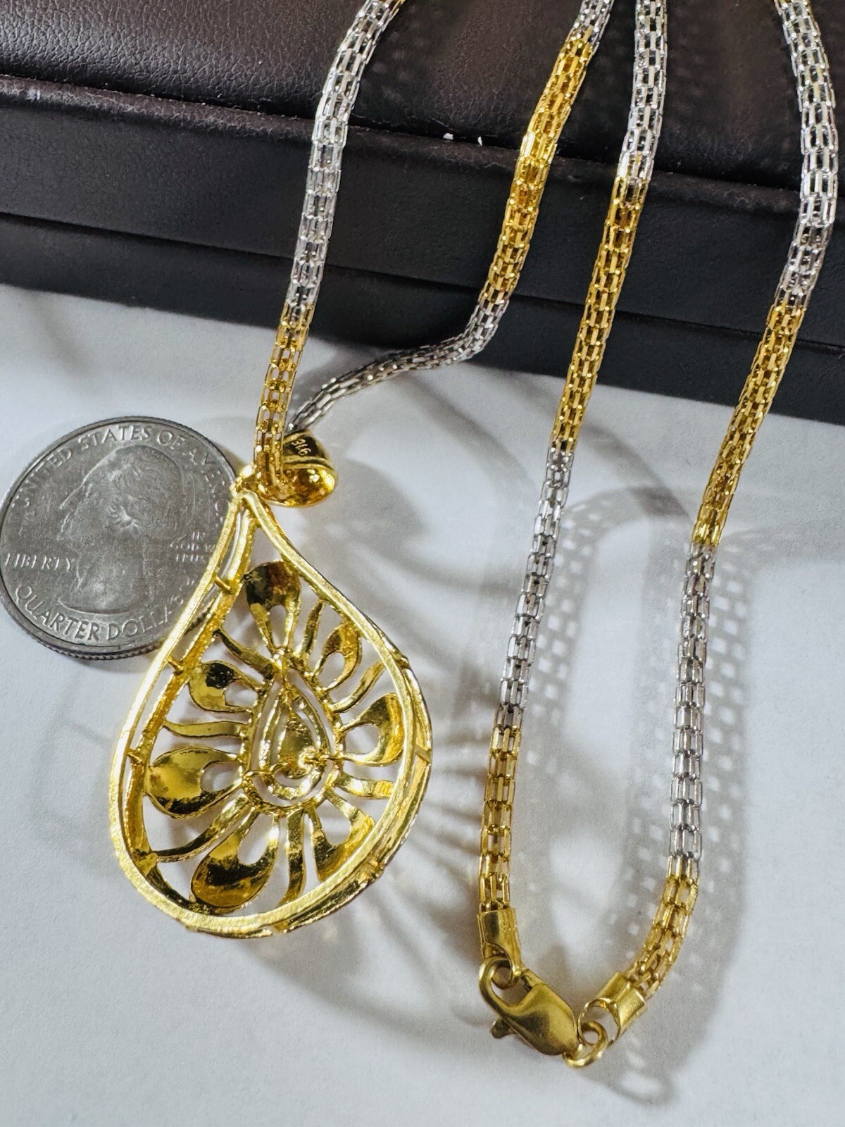22K 916 Real Gold 21.5”/22” long Teardrop Necklace 16.8g 3.mm Womens