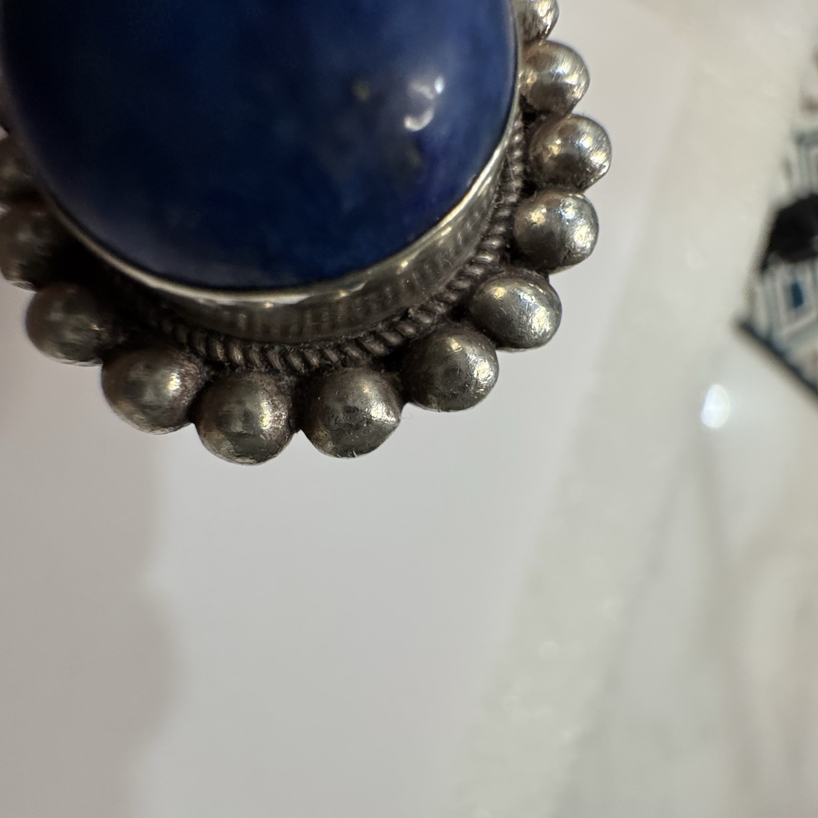 Unbranded Sterling Silver 925 Blue Oval Southwest Style Pendant