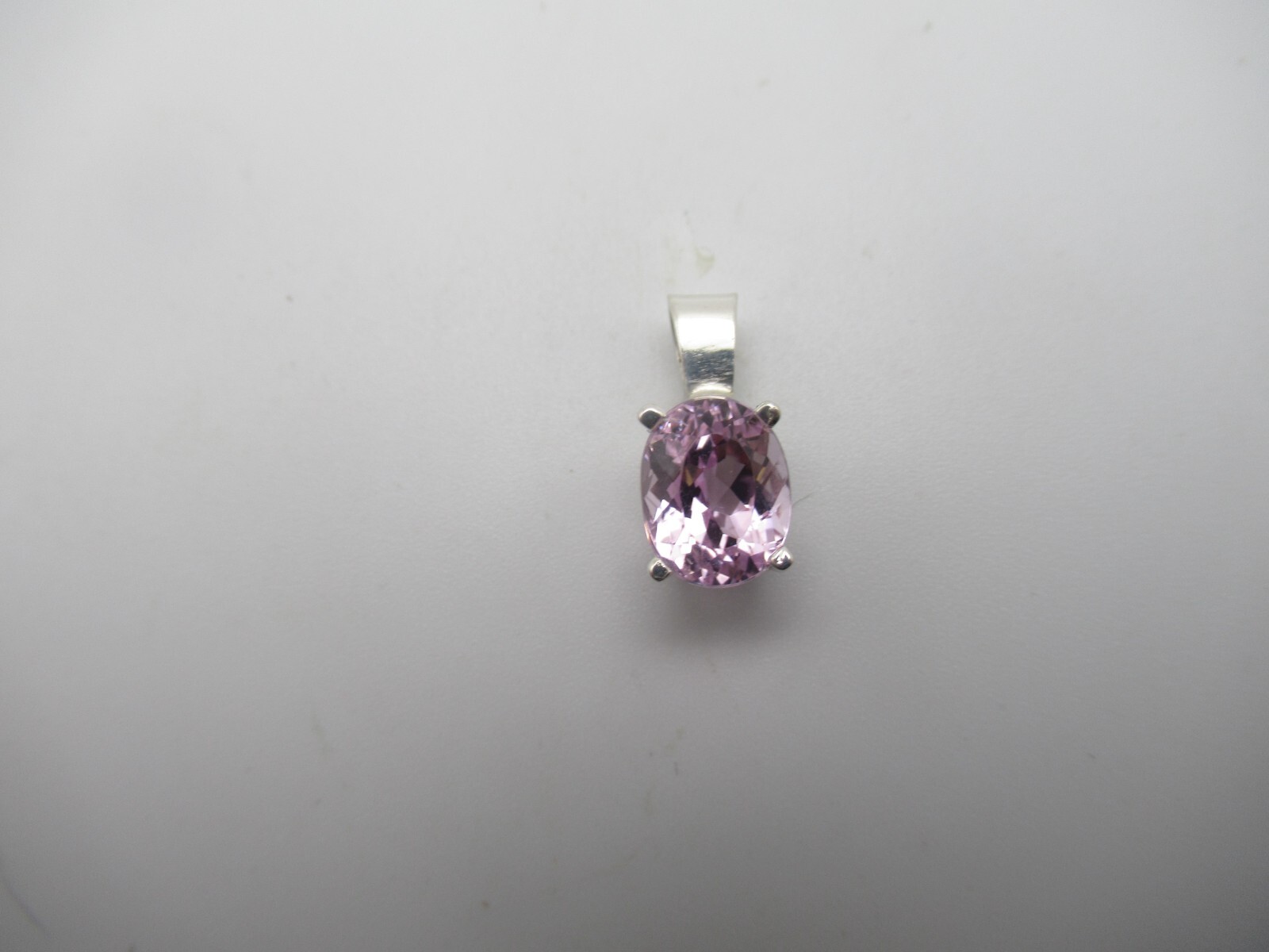 4 Carat Natural 8X10 Millimeter Kunzite Sterling Silver Pendant