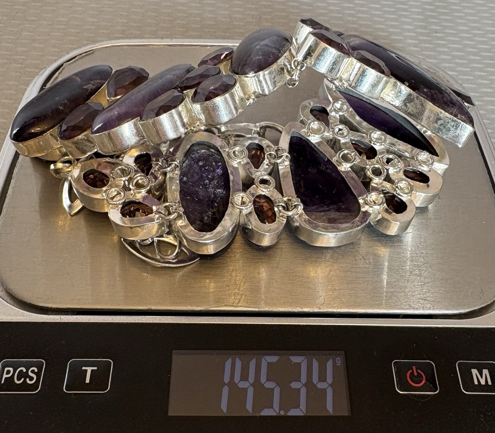 Natural Amethyst Statement Necklace 925 Sterling Silver 200ct Massive Bib Collar