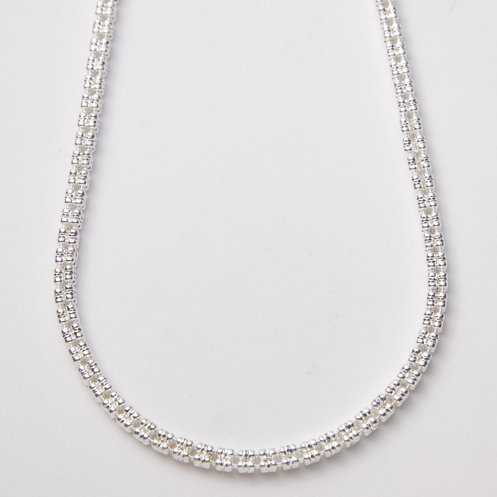 4mm Diamond-Cut Ice Link Chain Necklace Sterling Silver 925 Italy All Sizes