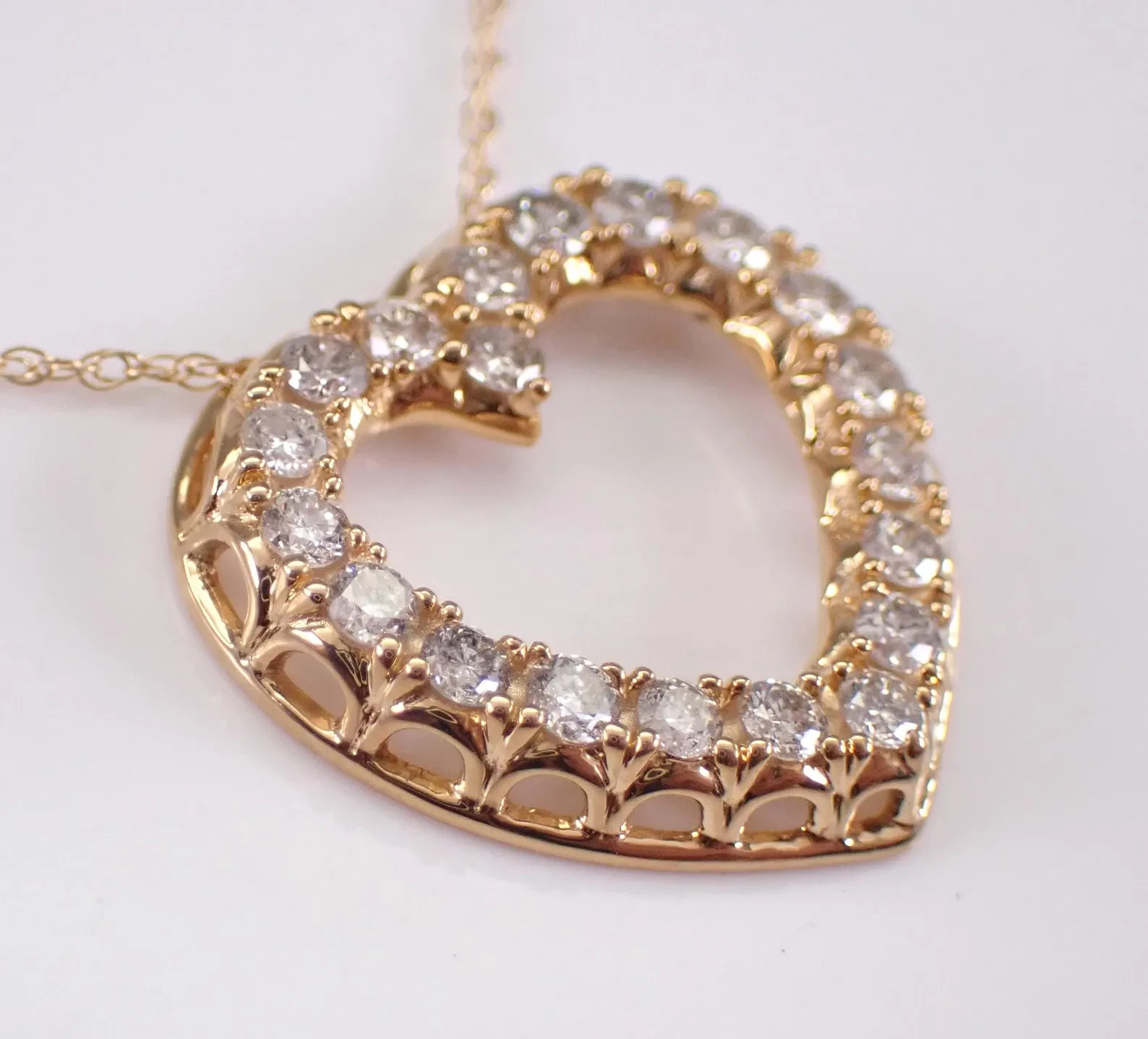 2.20Ct Round Moissanite Heart Shape Art Deco Pendant Necklace 14K Gold Plated