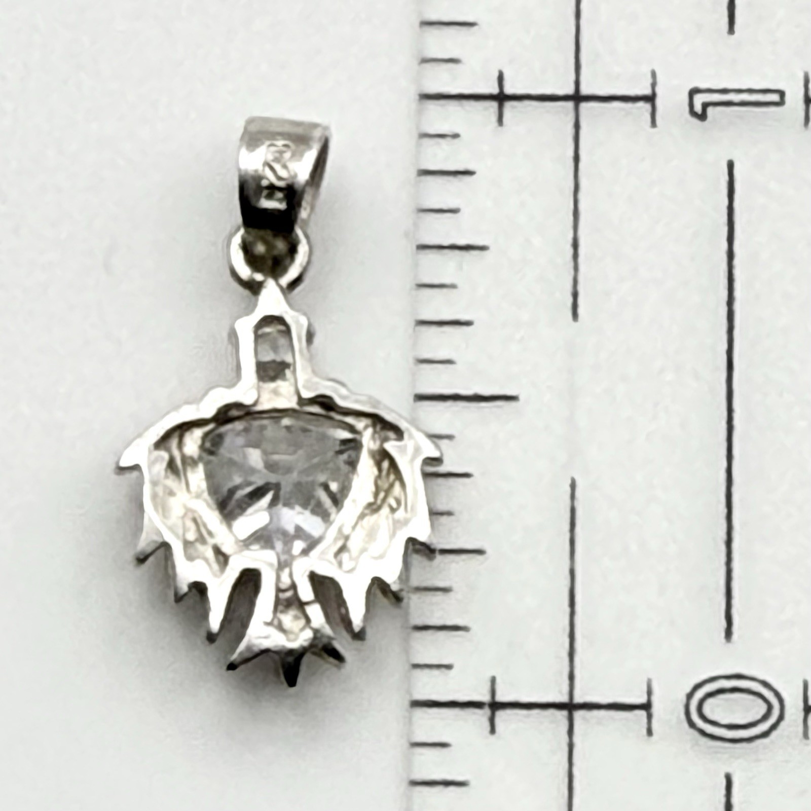 Vintage Sterling Silver 925 CZ Pendant Jewelry Angel Wings Guardian Angel NOS 1”