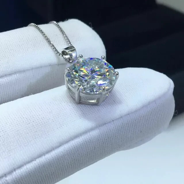 4.00Ct Round Cut Lab Created Diamond Solitaire Pendant 14K White Gold Finish