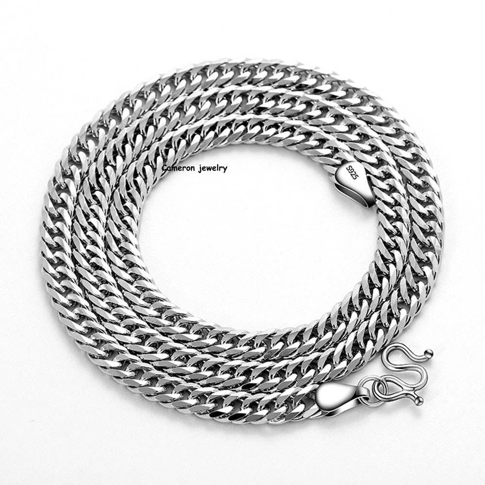 Pure S925 Sterling Silver Chain Men Women 2-5mm Cuban Curb Link Necklace 16-28in