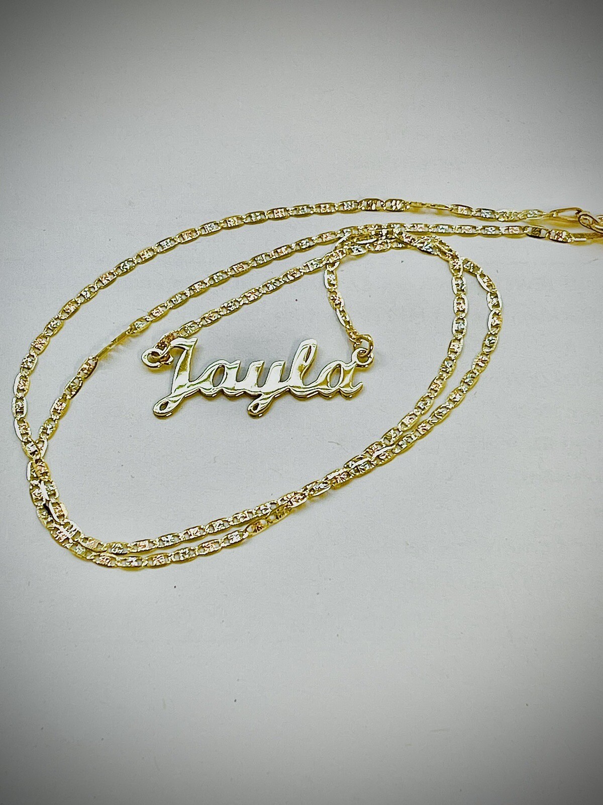 14K Solid Gold personalized Custom Name Necklace with Valentino Necklace