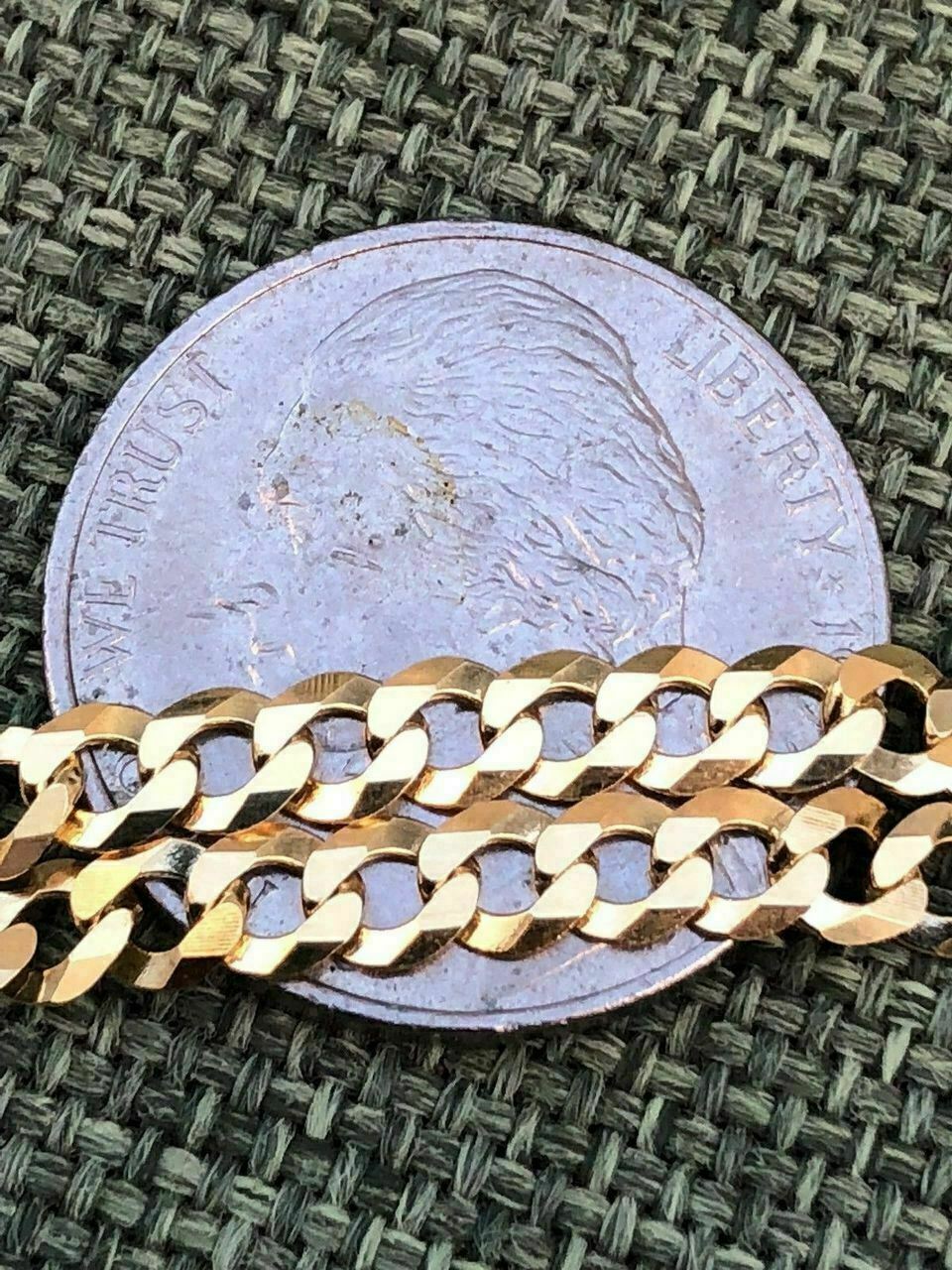 Ladies 18” 14k Yellow Gold Plated Solid 925 Silver 4mm Flat Cuban Chain ITALY
