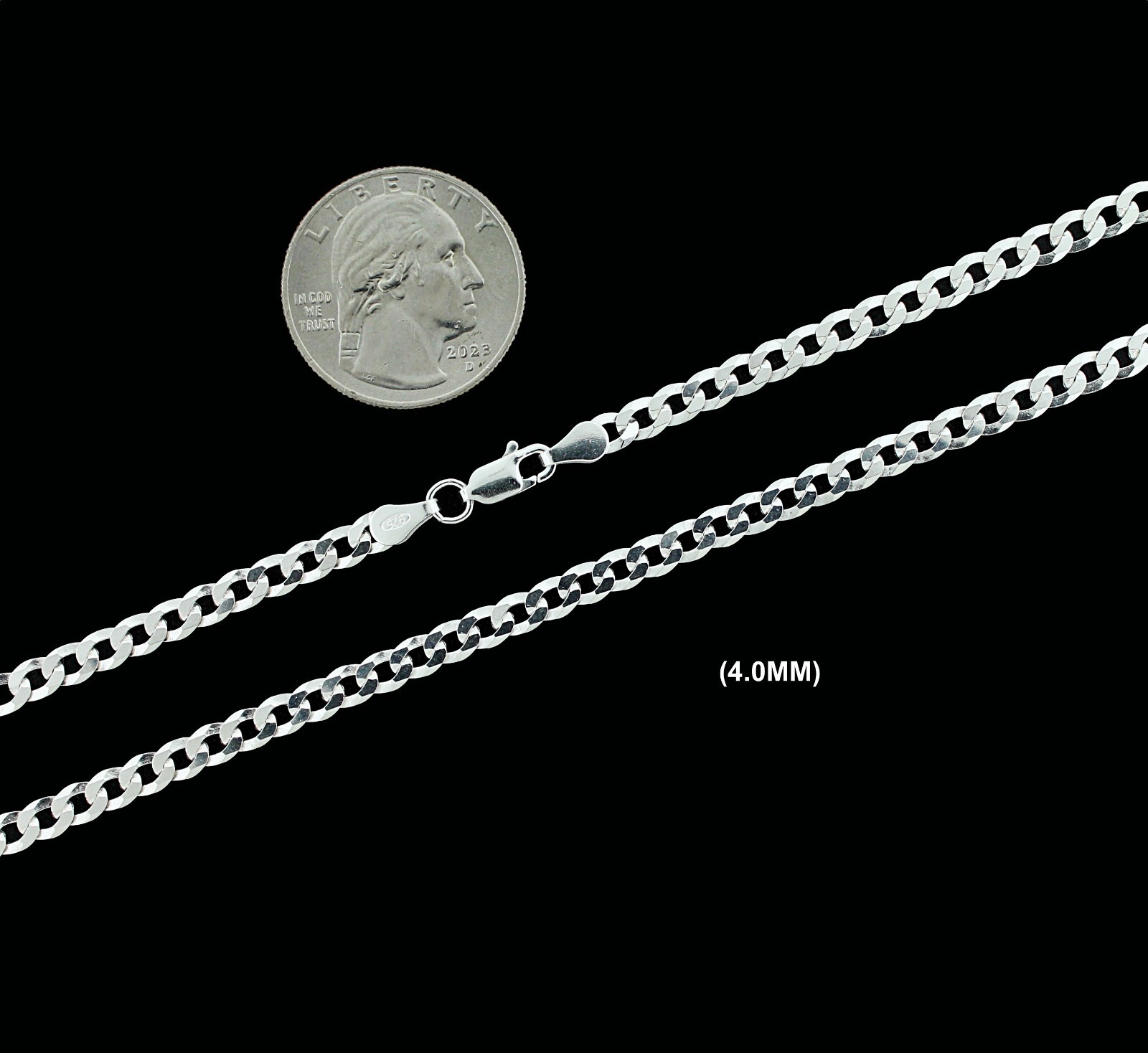 Real SOLID 925 Sterling Silver CURB CUBAN Chain Necklace or Bracelet Mens Womens