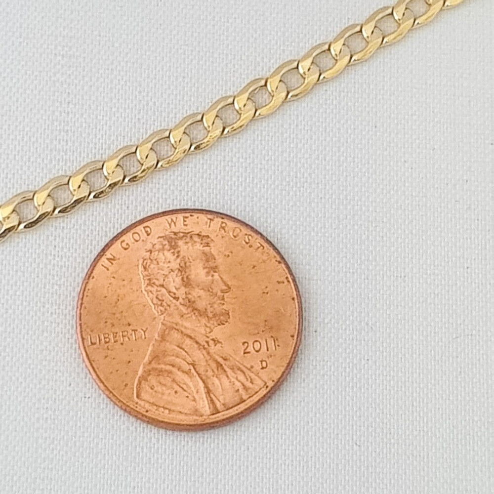 HOLLOW 10K Yellow Gold Men’s Women 3.5mm Cuban Curb Link Chain Necklace, 16″-30″