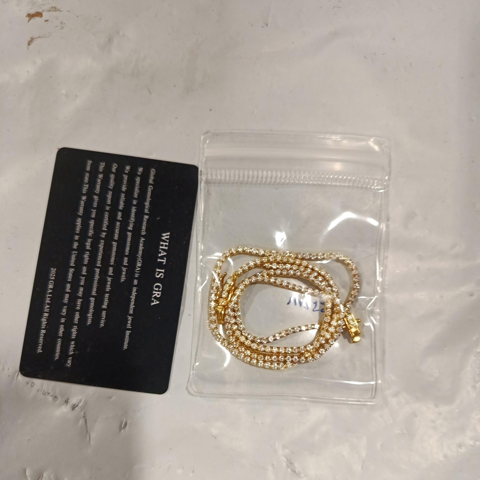 Used-2mm-22in VVS1 Moissanite Tennis Chain Necklace 14K Gold Plated S925 Silver