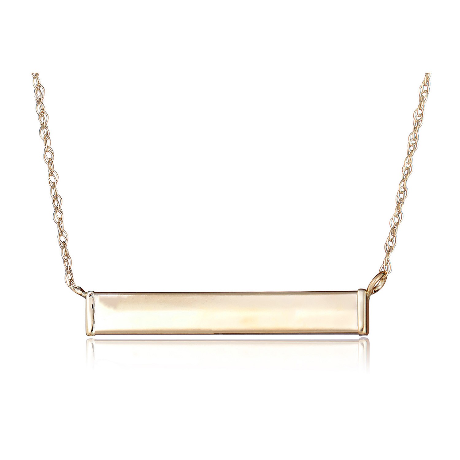 AVORA 10K Yellow Gold Bar Pendant Necklace with 17″ Chain