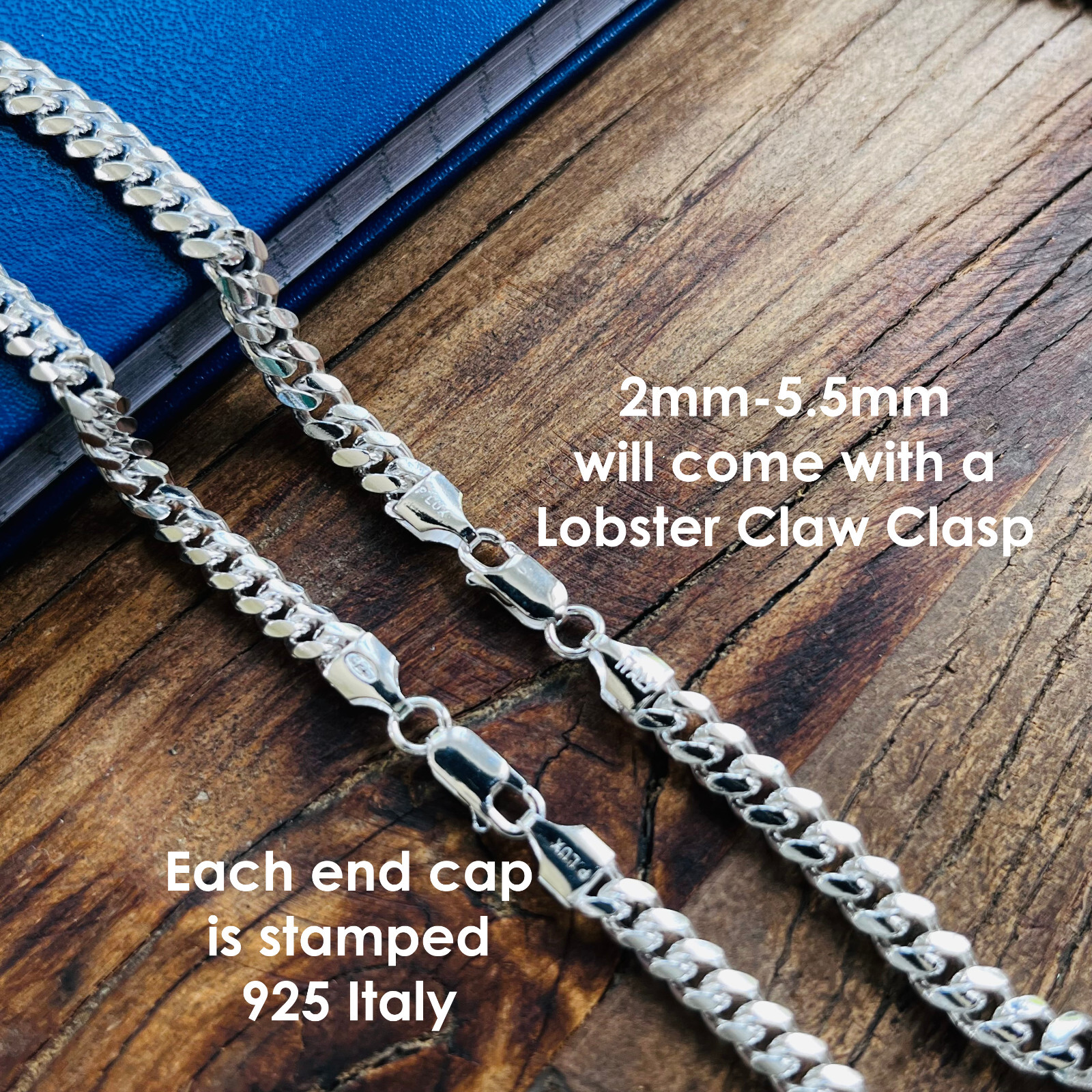 Real Solid Sterling Silver Miami Cuban Mens Boys Chain Bracelet or Necklace