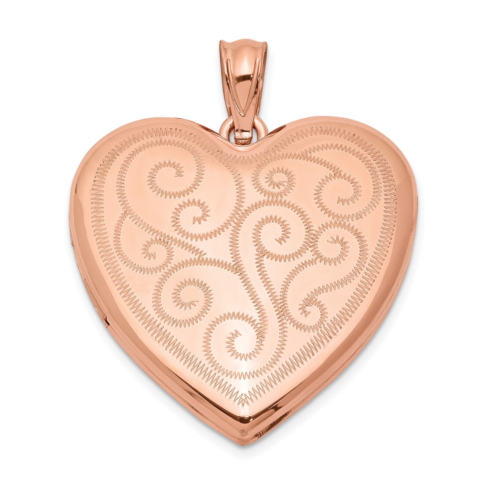 Silver Rose Gold-plated 24mm Swirl Design Heart Locket QLS751
