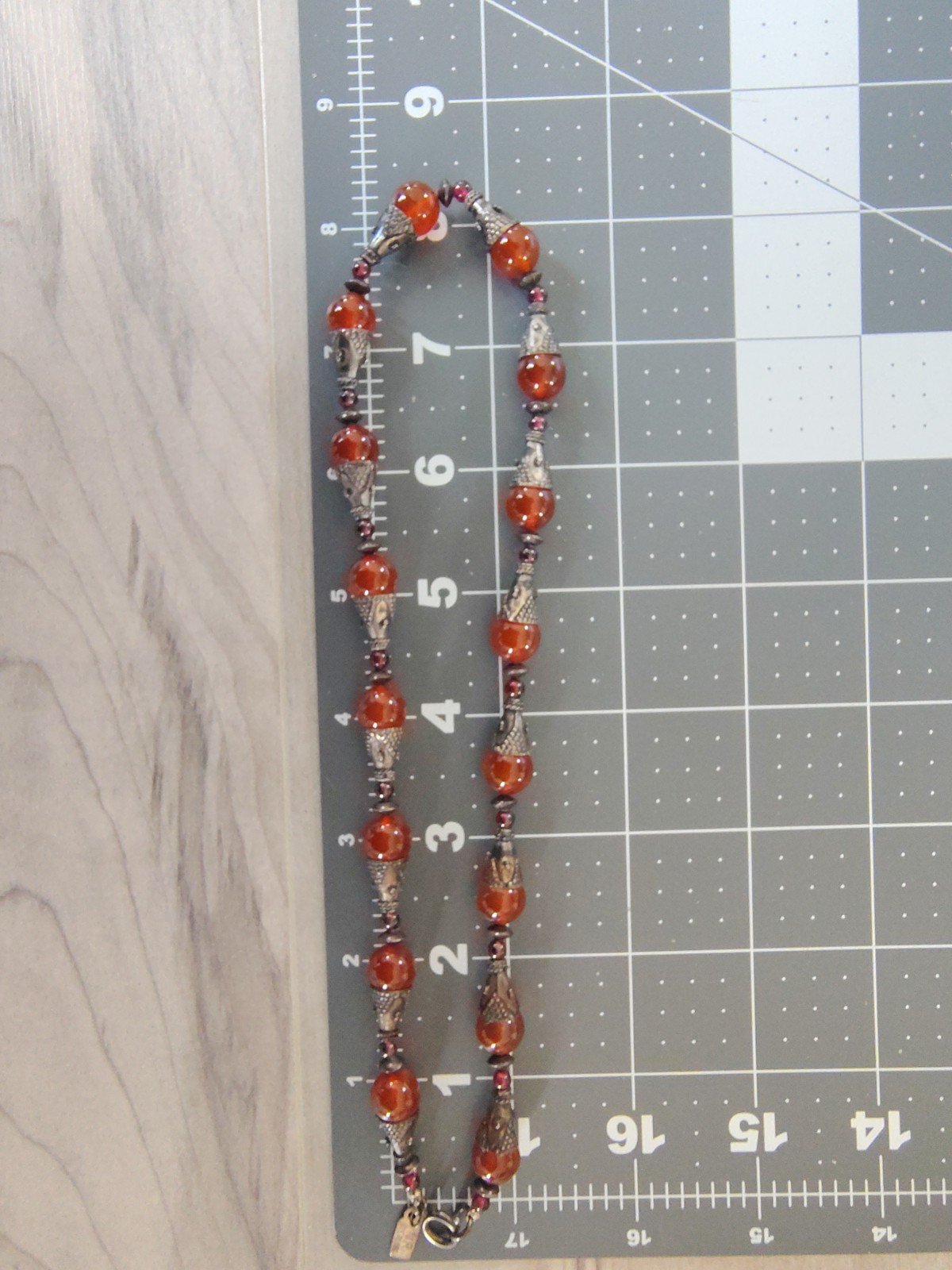 Nancy and Rise NR Sterling Silver Carnelian Garnet Heavy Bead Necklace 18″ RARE