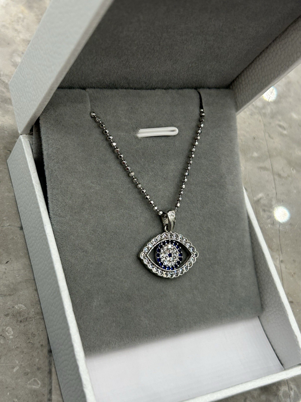 925 Sterling Silver Evil Eye Pendant Necklace With Italian Bead Chain For Women