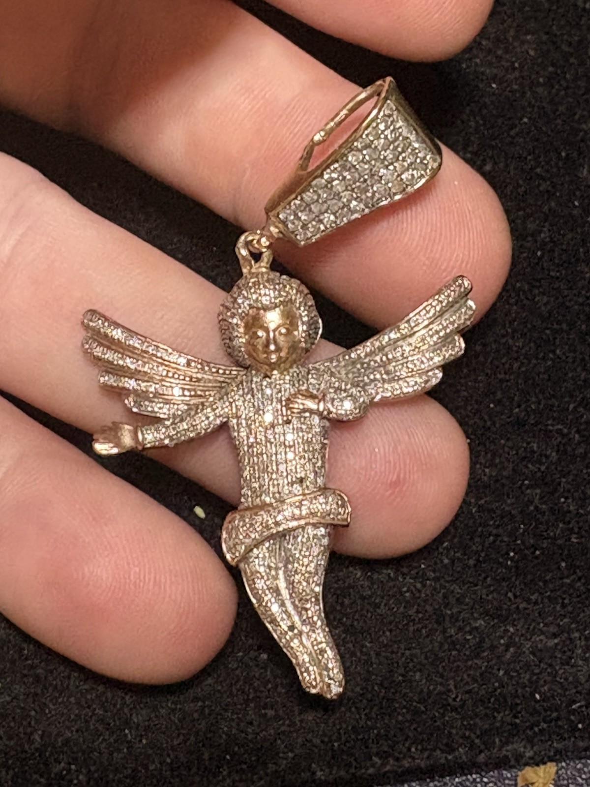 Rose Gold 10K Baby Angel Pendant 9.23GRAMS VVSI Diamonds