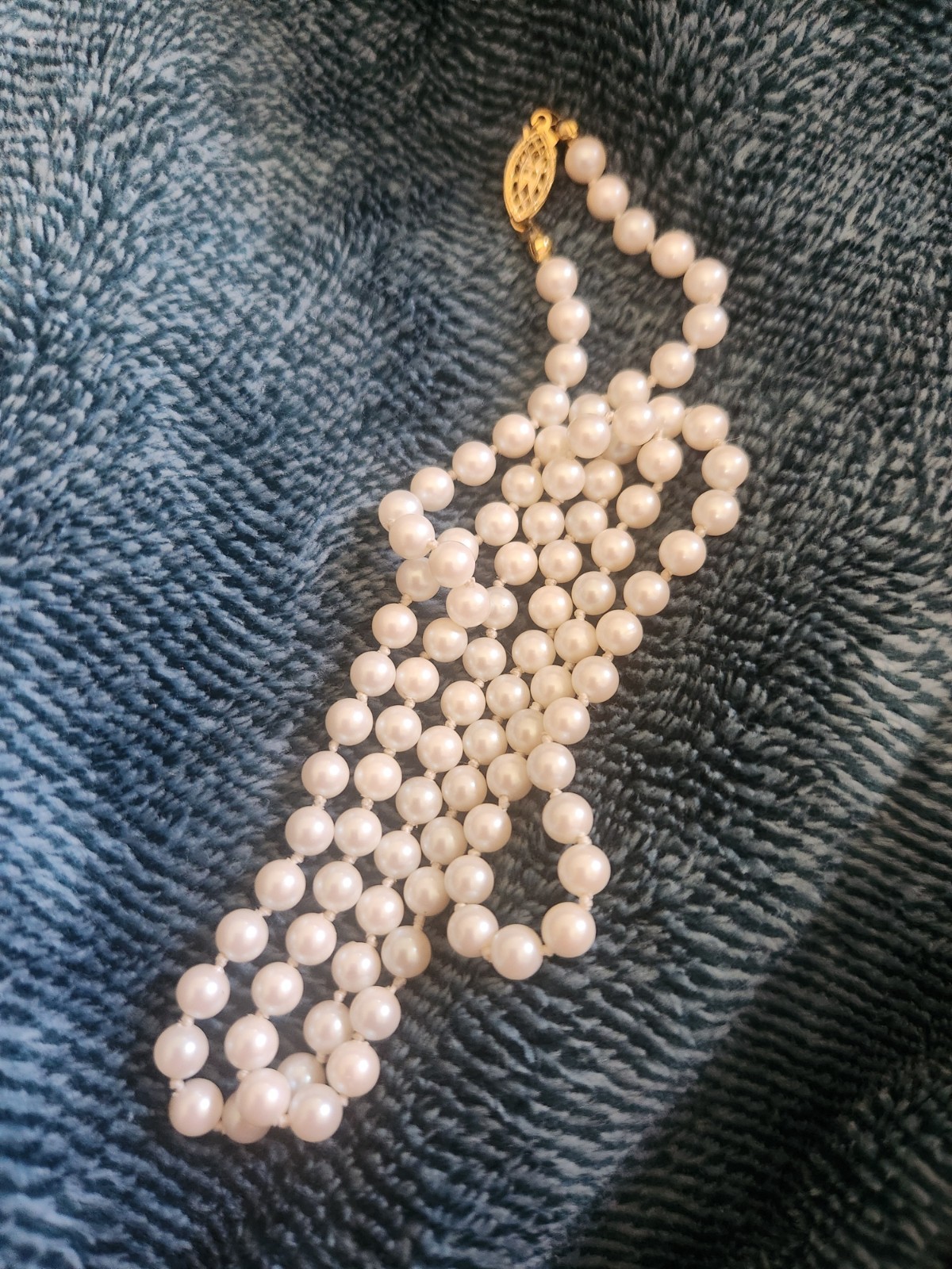 Cultured Pearl Bead Single Strand Necklace 14k Gold 18.5″ 4.7-5.5mm