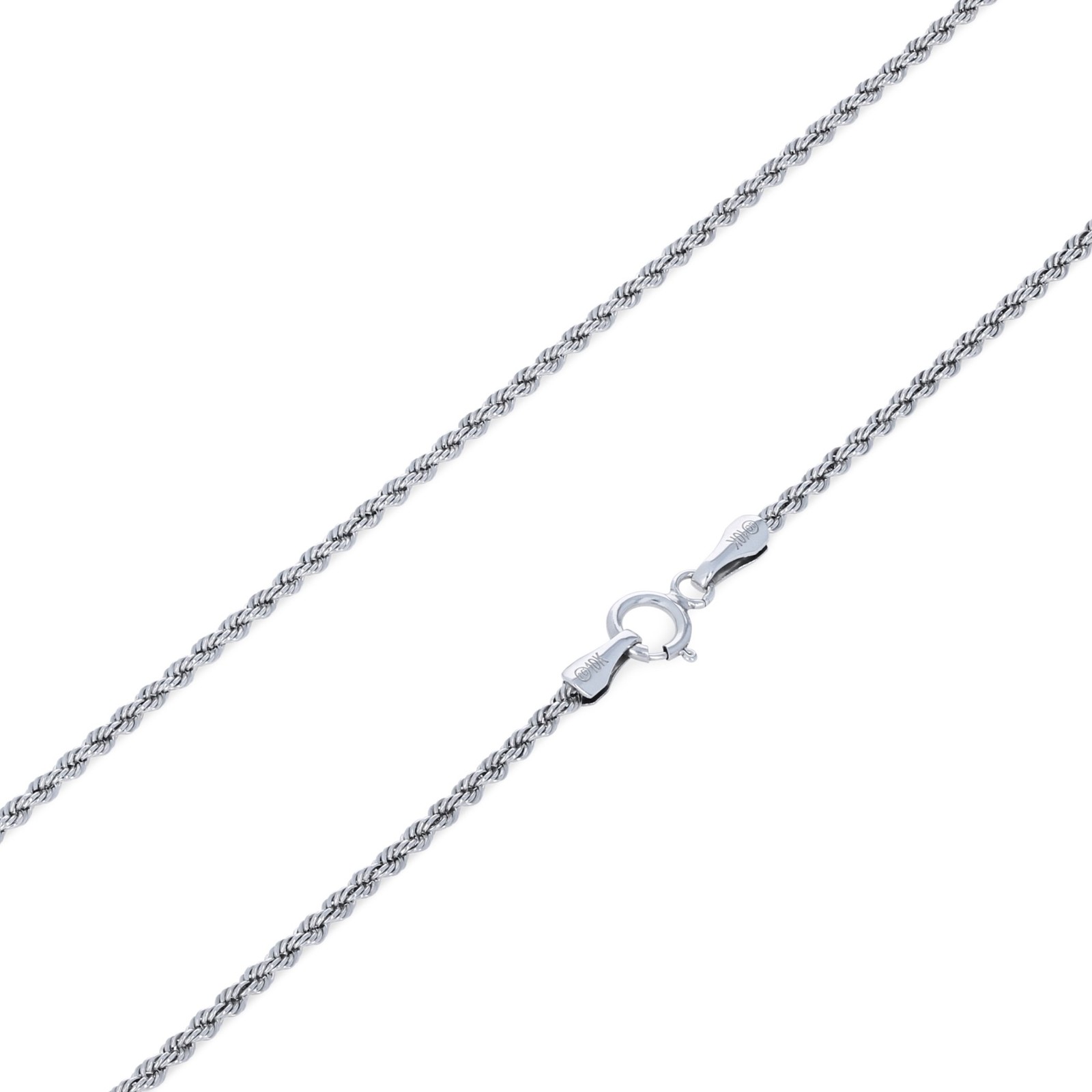 10K White Gold 1.5mm Diamond Cut Rope Chain Link Necklace Mens Womens 22″