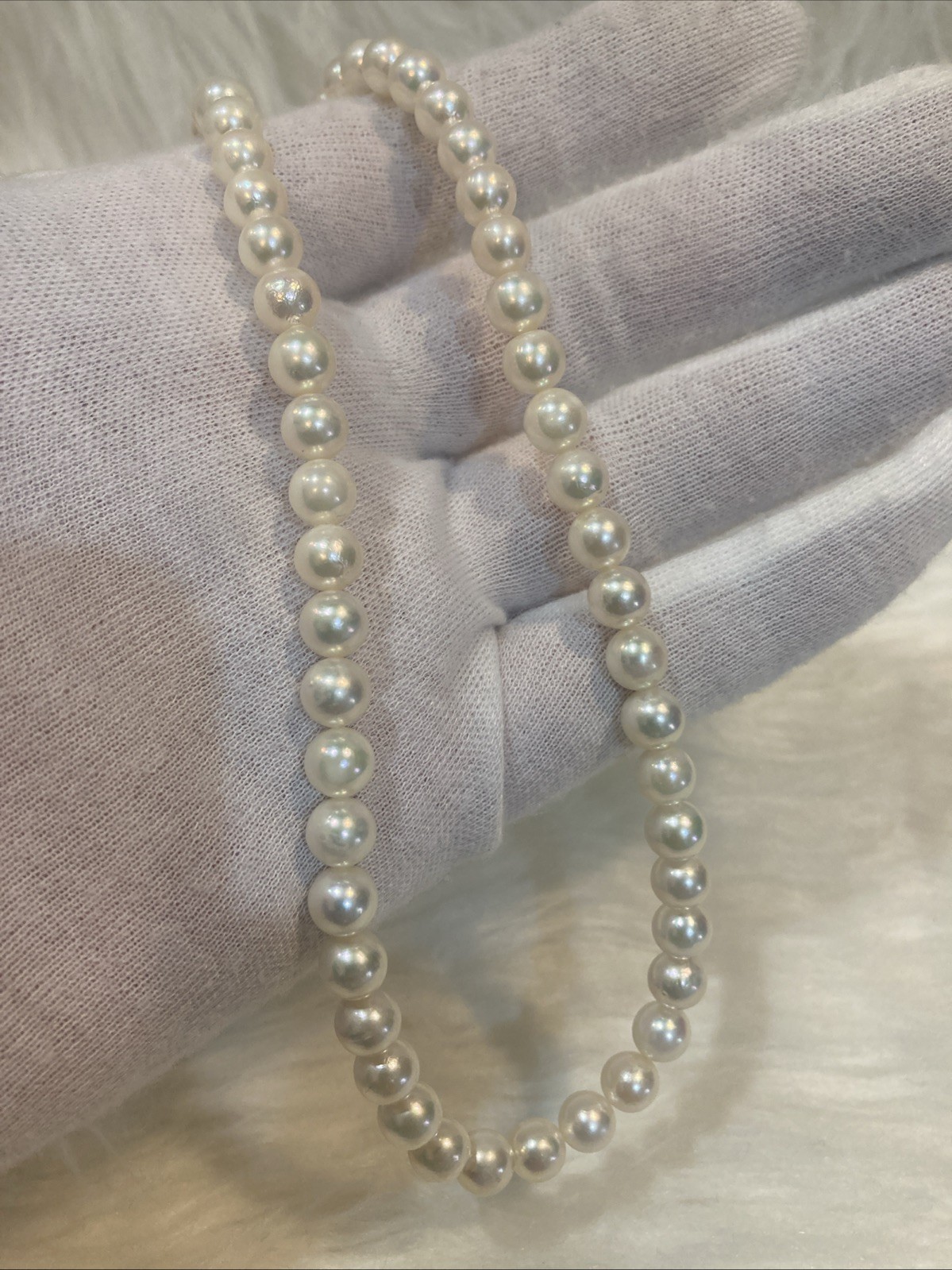A02 Japanese Akoya Pearl Necklace 6.7-7mm 43cm Silver Clasp White Pearl