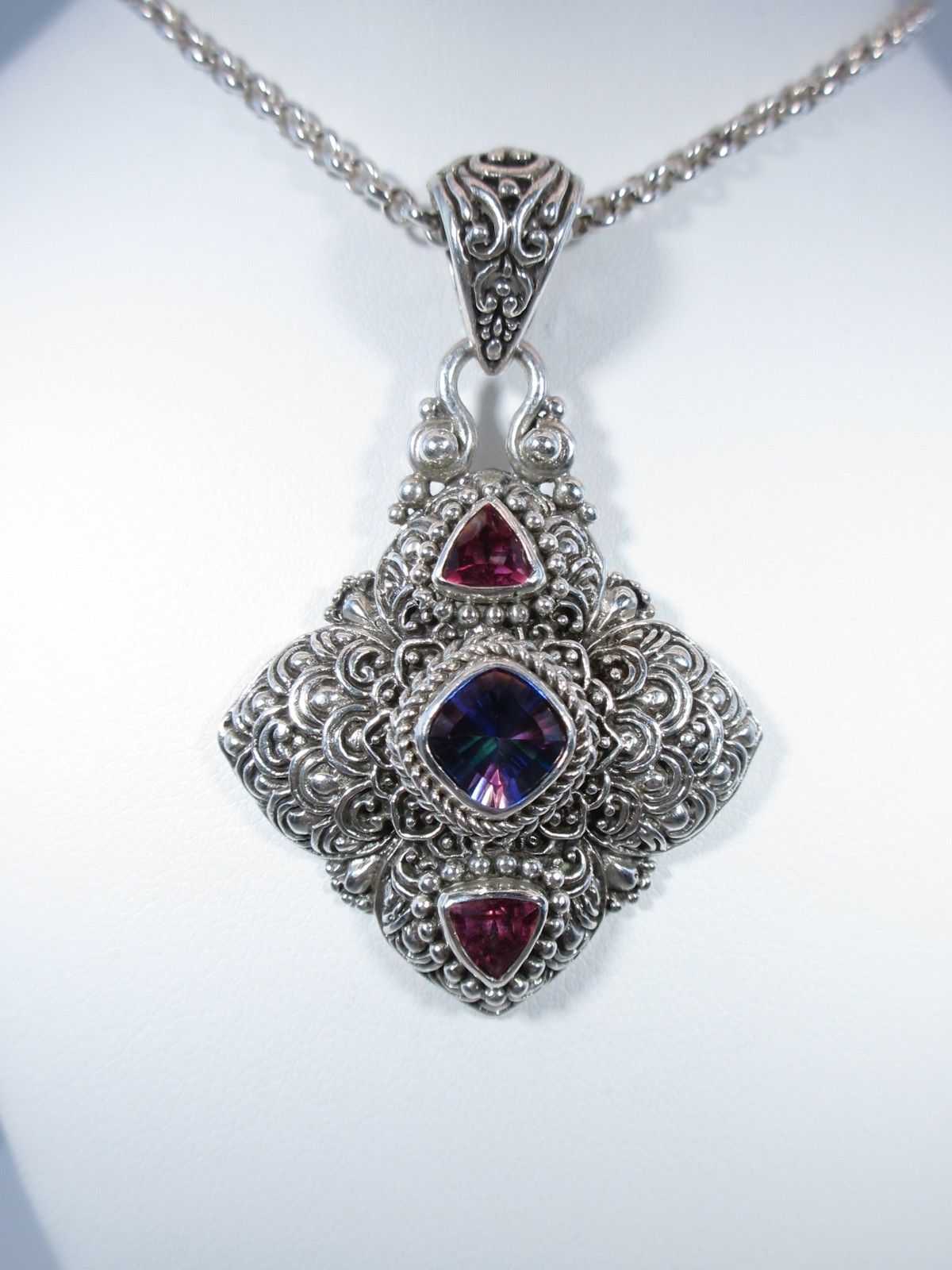 Sarda Sterling Silver in Purple Mystic Quartz & Pink Mystic Topaz Pendant