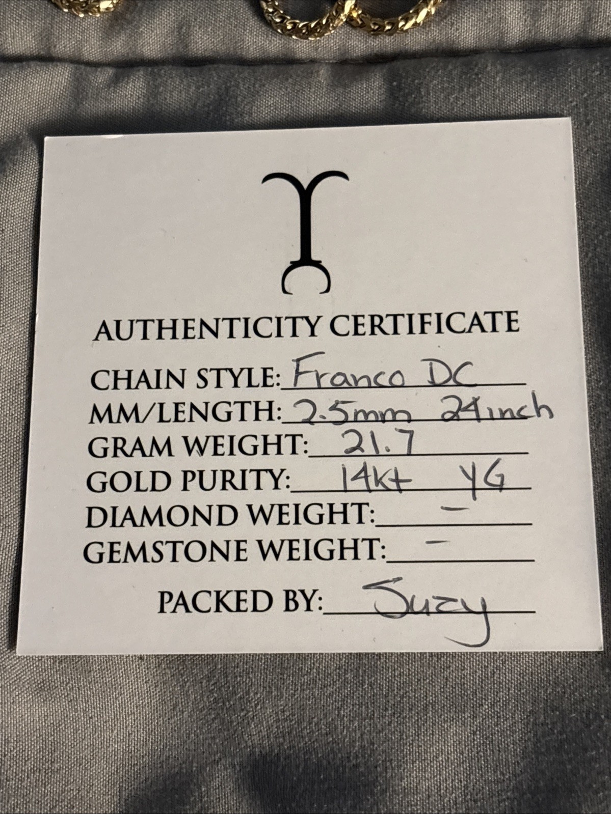 Jacoje 14K Yellow Gold Diamond Cut Franco Chain 2.5mm 24 Inch 21.7 Grams