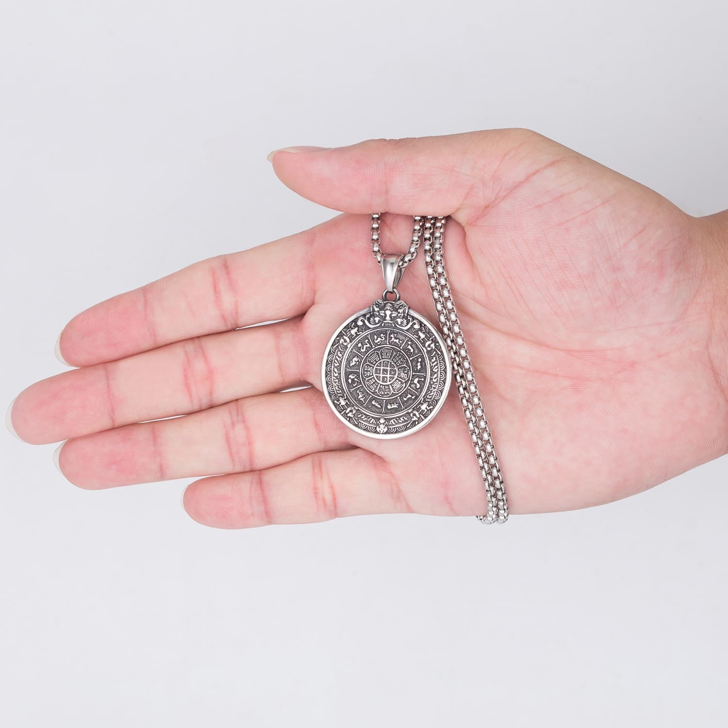 Tibetan Buddhist Necklace for Women, Om Tantra Stainless Steel Pendant Talisman