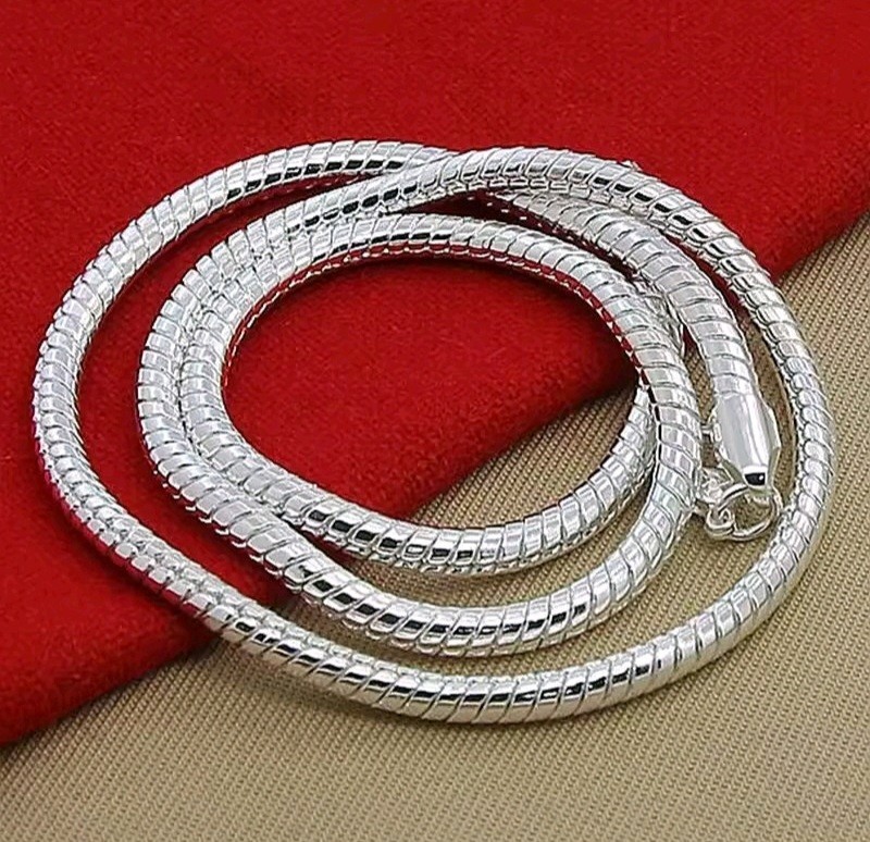 40-75cm 925 Sterling Silver 1MM-3MM solid Snake Chain Necklace For Men Women