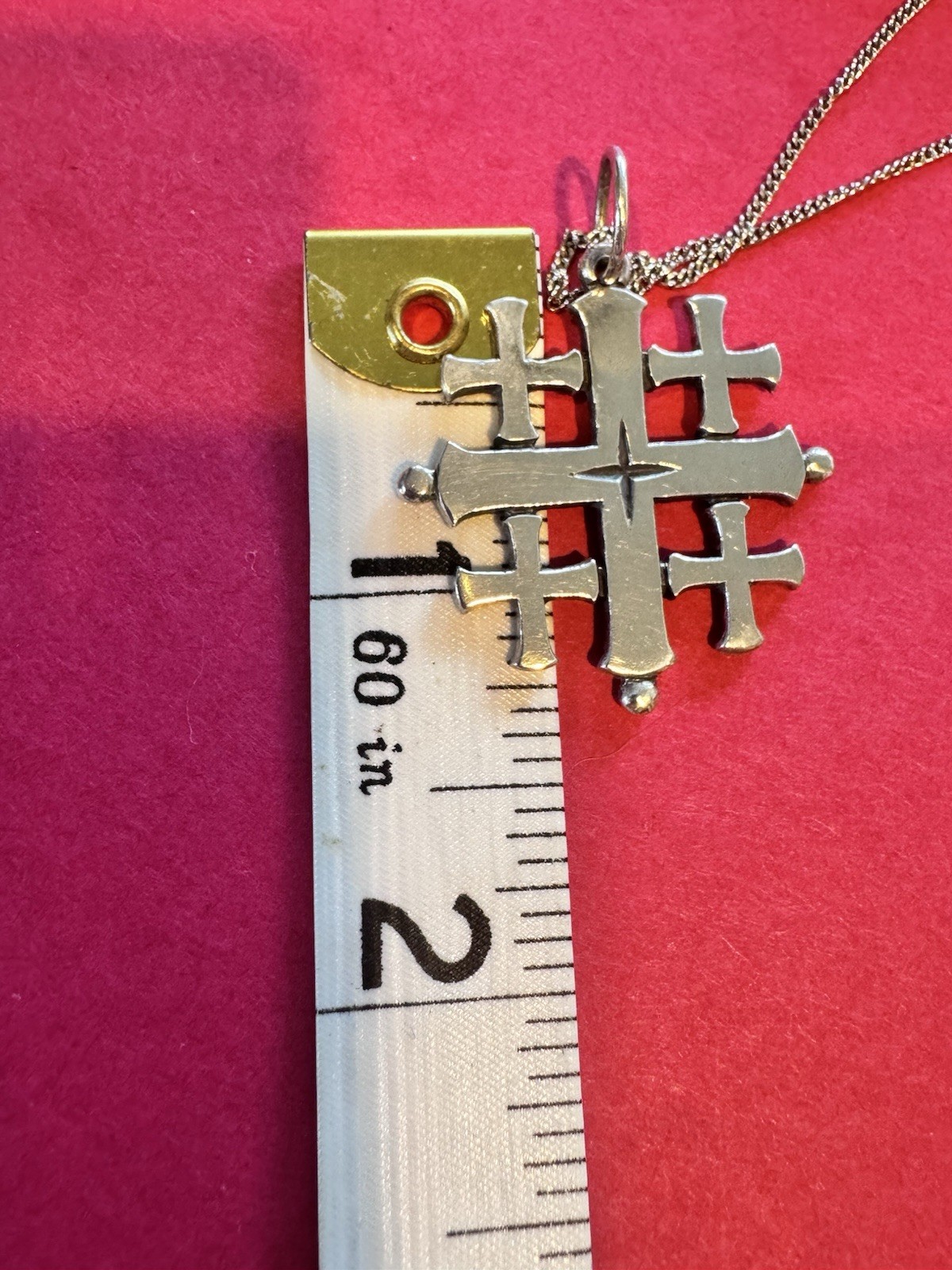 Retired James Avery Large Jerusalem Cross Sterling with Generic Chain ~7g